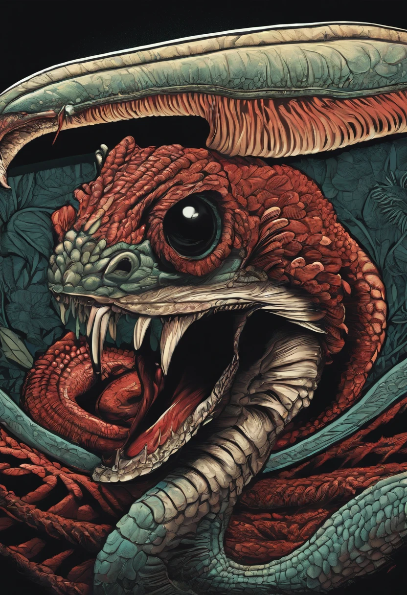 /imagine prompt: cuban worm illustration for a telegram sticker with a black background, in bold outline style, jagged edges, trashcore, light shading --v 5.2