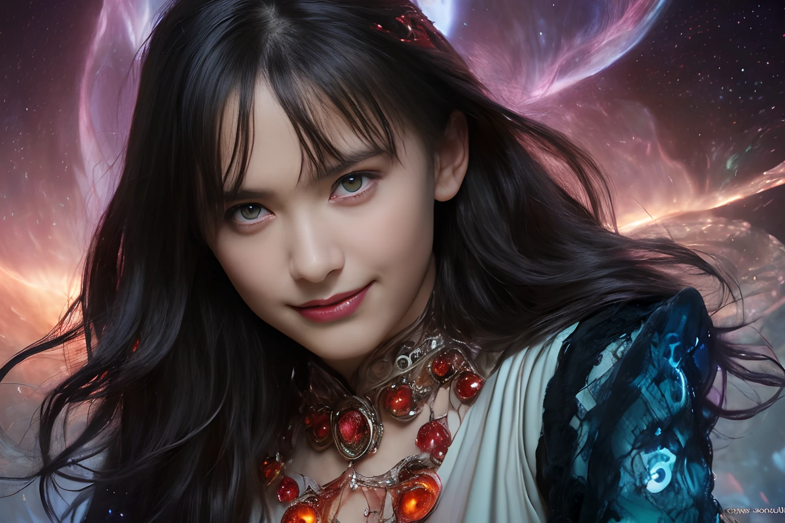 ((Super detailed and glowing red eyes:1.5)),(Two beautiful age italian girls:1.6), Close friends, (They are hugging each other:1.2), Kiss her cheek or chest,(Detailed iridescent bodysuit with beautiful fractal or marble design:1.5), Incredible and spectacular scenes, ((High quality)), ((Detailed)), ((Fantasy)), Blue Plasma Brain, Green Plasma Body, Vulgarity, beutiful breast, obscenity, (Lewd smile:1.2), coarse, Obscene, (Immoral:1.2), Lachish, (small breasts with beautiful raised pink areolas,,,,:1.5), (Cameltoe), (Expression of ecstasy:1.2), Photorealistic, Official art, unity 8k wall paper, 8K Portrait, Best Quality, Very high resolution, (Incredibly beautiful nature background:1.6), (18 years old:1.5), (Sexy and glamorous:1.1), (A coquettish expression:1.6), (seductively smiling:1.6), (erotic posing:1.9), (Model Posing:1.8), Beautiful seductive face, Portrait, (Thick eyebrows:1.4), (Big scarlet eyes:1.6), Beautiful eyes with fine symmetry, (Highly detailed face and bright red eyes:1.7), (high-resolutionblue-eye:1.8), Intimate face, (ultra detailed skin texture:1.4), White skin, pale skin, Perfect Anatomy, Thin, (Beautiful toned body:1.5), Highly detailed hair, (Moist skin:1.2), No makeup, (dark circles:1.1), Good anatomy, Focus Face, good-looking, (Emilia Clark:0.6) (Emma watson:0.3),(Jennifer Connelly:0.4), (sensual face:1.5), Elegant face, Nice, Dolce, (Around her neck is a simple necklace of exquisite workmanship), (Bioluminescence with brilliant brilliance:1.8), (Luminous magic circle:1.6), Ruins of an ancient castle, Shining majestic cloud masses and sky, lightning bolt, Epic Realistic, (Greg Rutkowski:0.8), (teal and orange:0.4), (Art Station:1.5), Cinematic, (NSFW:1.2), Hyper Detailed, Dramatic light, (Intricate details:1.1), Beautiful black hair, (Wearing a gauntlet with a dense and very beautiful design decorated with jewels:1.1), Small chest, Galaxy, (nebulas:1.6), (Vampire:1.5), Beautiful frame without frills