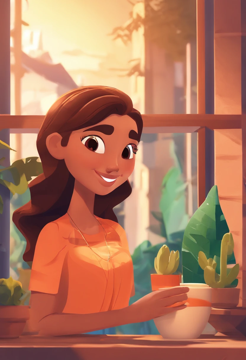 An illustration of an adorable couple, Destacando um homem e uma mulher com beleza, Expressive eyes – the man's hair is bald and brown and he has a full beard, While the woman's hair is tied up in a bun and blonde. They are a bright space, Todos com um sorriso no rosto, e compartilhe um momento especial, That is marked by love, viagem, and pedagogical insights. Ilustre esta cena a partir de uma perspectiva, where they're facing away from the camera, Show Your Connection. Desenvolva esta arte em Full HD, Focus on your cinematic touch, Estilo Disney Pixar Animations