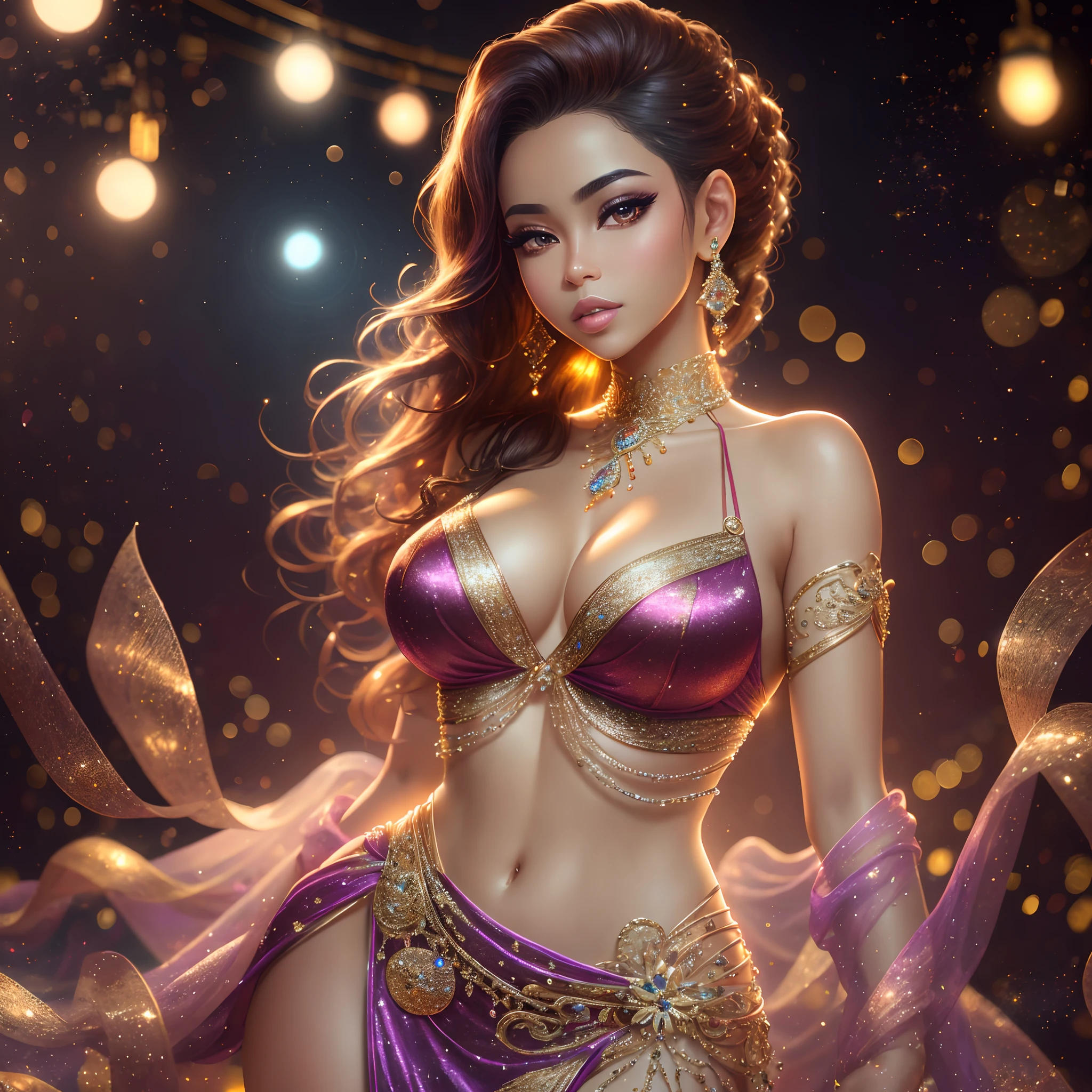 (best quality,highres),sexy woman,mulatto,detailed eyes,beautiful detailed lips,seductive eyes and face,passionate look,sensual expression,posing confidently,parading on a catwalk,silk gown,flowing fabric,sparkling jewelry,dazzling lights,glamorous atmosphere,vibrant colors,fashion show ambiance,ultra-detailed,photo-realistic,studio lighting,bokeh --auto --s2