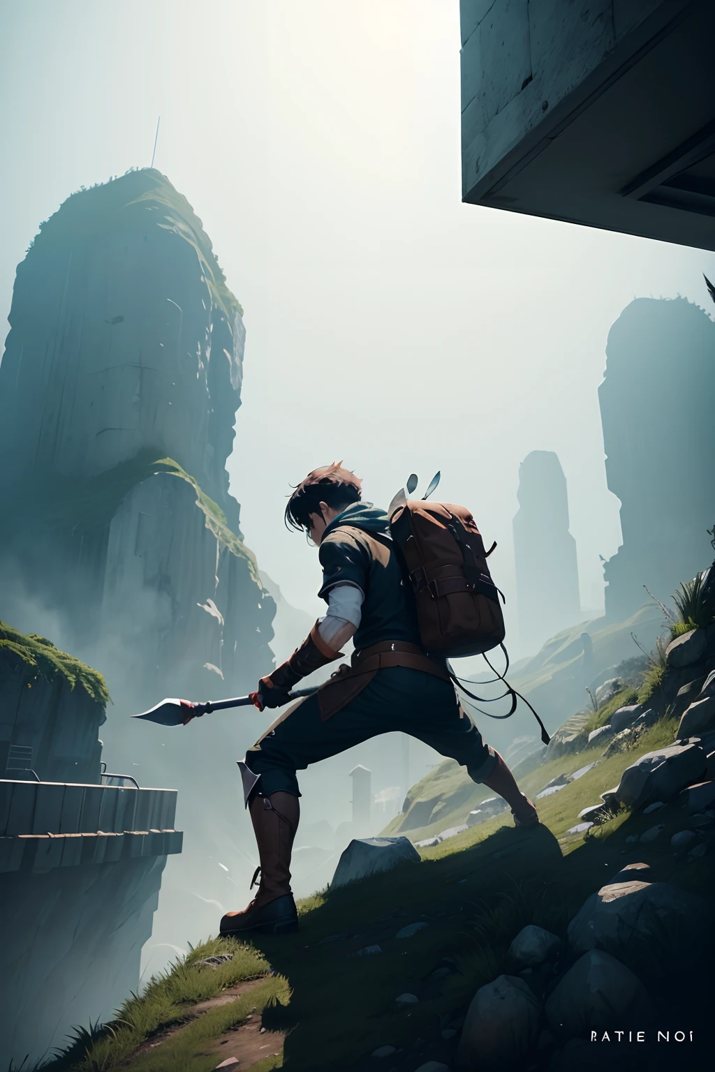 game cover, RPG style, anime style, minimalist, action, featured photo, no name, no watermark