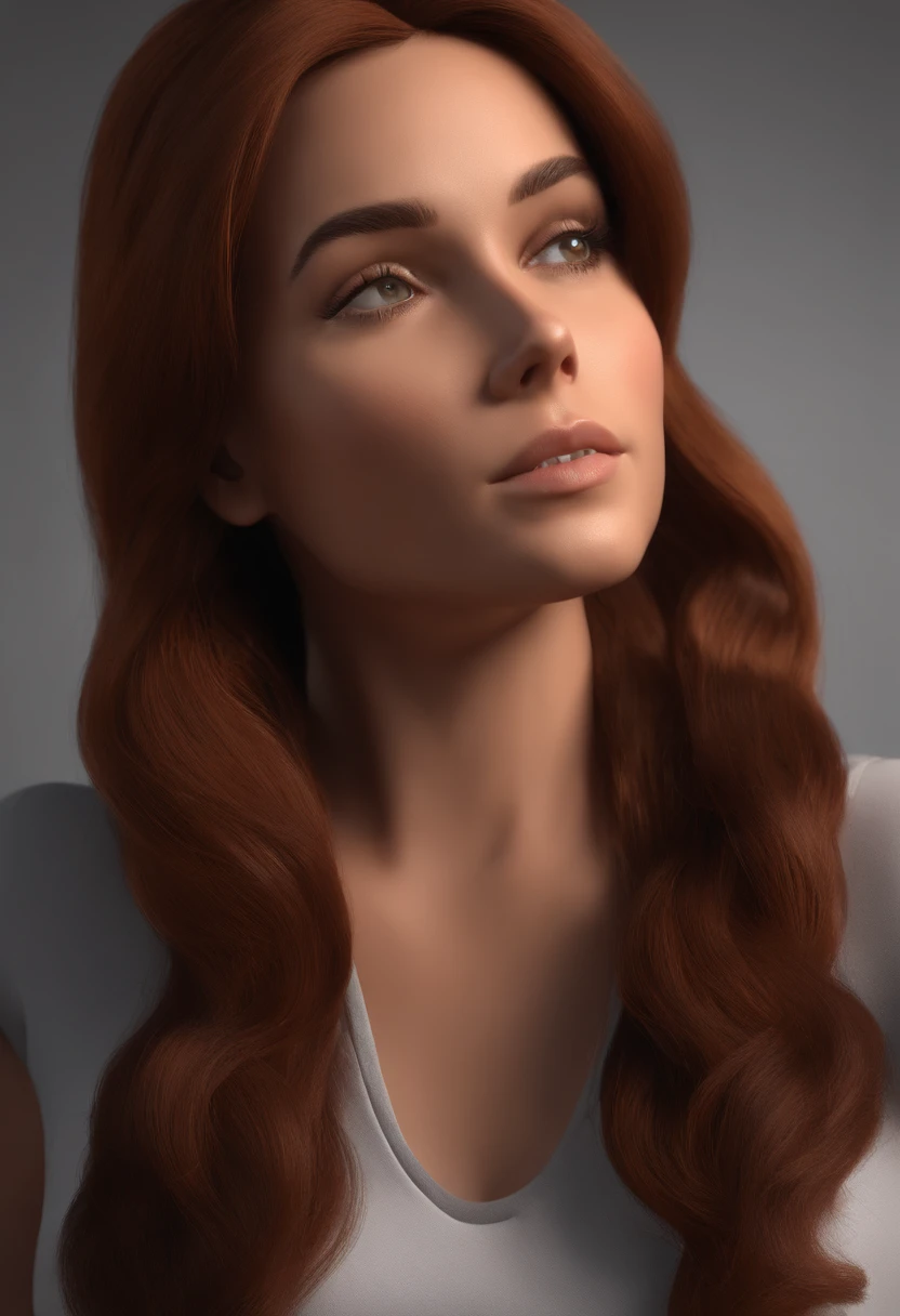 Personagem de desenho animado de garota ruiva, brown eyes, black pants and white tshirt, animation character, Caractere estilizado, menina, Woman medium hair, cabelo liso, animation style rendering, 3D estilizado, Arnold Maya render, 3 d render stylized, toon render keyshot, Personagem 3D, Personagem 3D, 3d rendering stylized, 3 d character render, personagem de desenho animado, Personagem de close up, Pose de personagem, (Estilo Pixar) (master part:1.2) (Bokeh) (melhor qualidade) (pele detalhada) (textura detalhada) (8k) (argila) (Cinematic lighting) (foco nítido