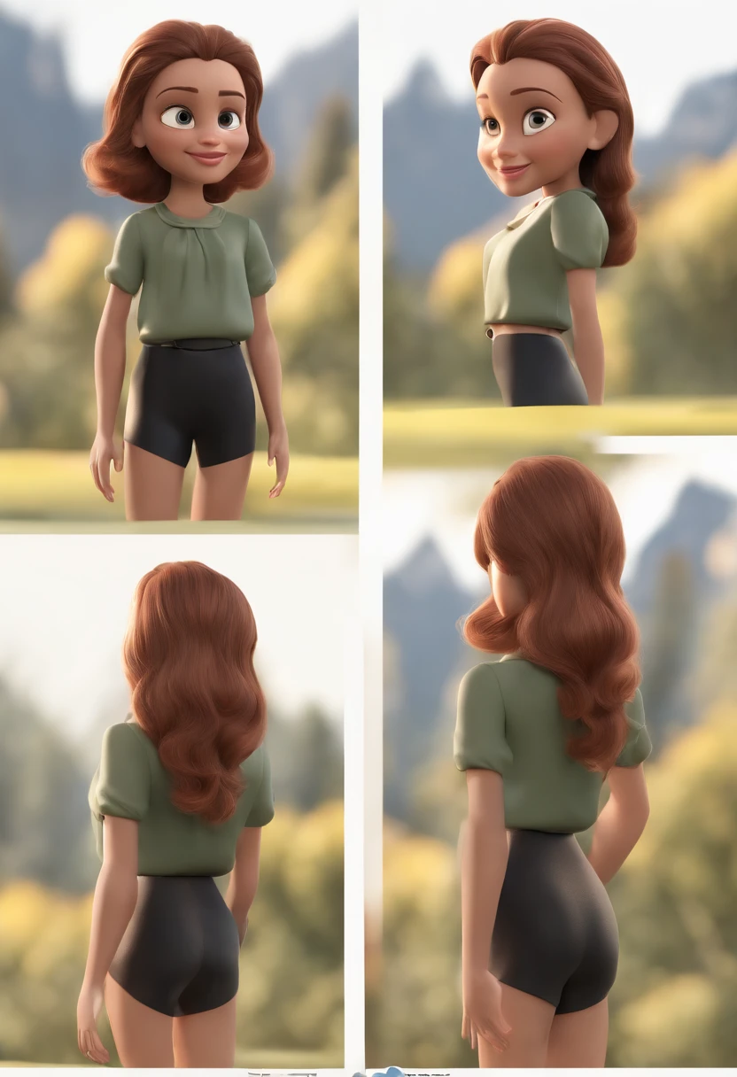 Personagem de desenho animado de garota ruiva, brown eyes, black pants and white tshirt, animation character, Caractere estilizado, , Woman medium hair, cabelo liso, animation style rendering, 3D estilizado, Arnold Maya render, 3 d render stylized, toon render keyshot, Personagem 3D, Personagem 3D, 3d rendering stylized, 3 d character render, personagem de desenho animado, Personagem de close up, Pose de personagem, (Estilo Pixar) (master part:1.2) (Bokeh) (melhor qualidade) (pele detalhada) (textura detalhada) (8k) (argila) (Cinematic lighting) (foco nítido