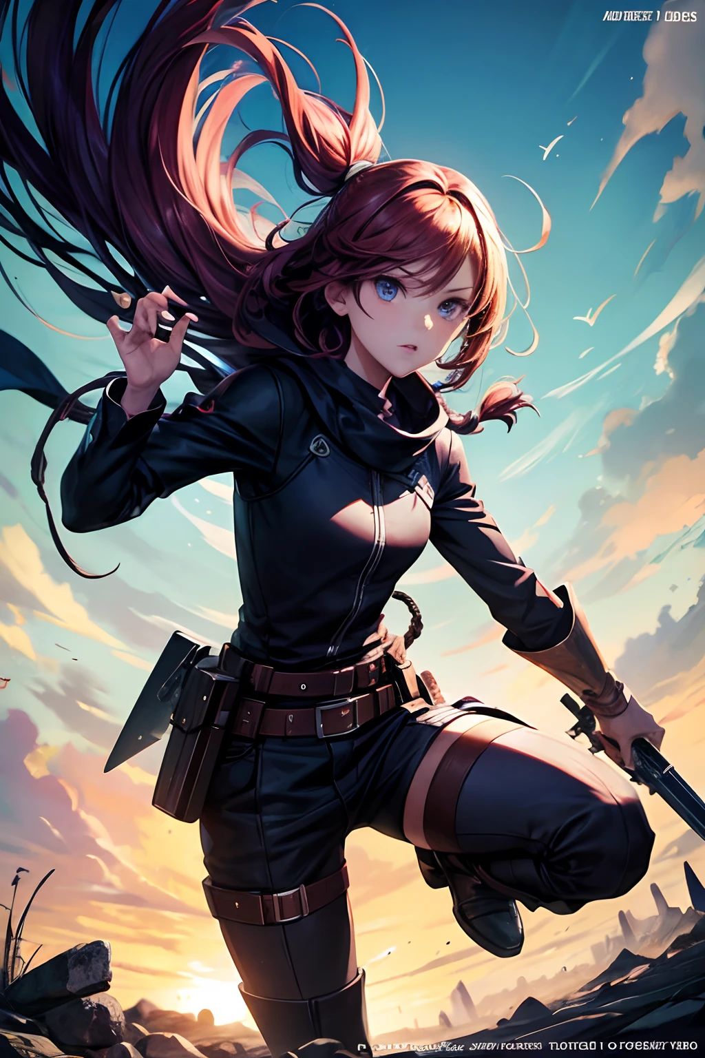 game cover, RPG style, anime style, minimalist, action, featured photo, no name, no watermark