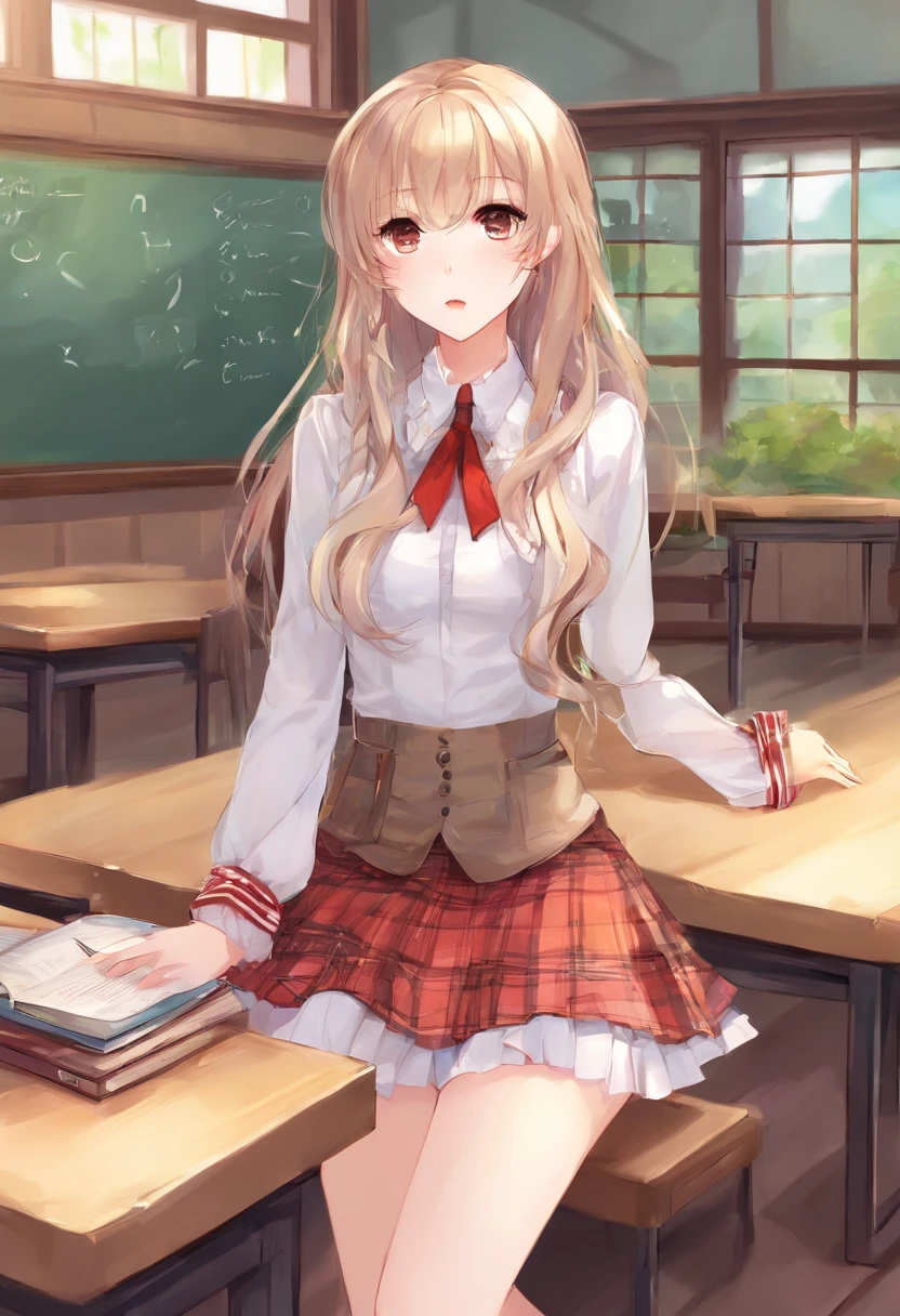 (Super beauty18age、kpop star、Slimed、huge tit、Beautiful long legs、Semi-long bob cut hair、Clear, beautiful blue eyes with tear bags)(High School Summer Uniforms、White small sheer blouse、Green Check Micro Mini Flare Skirt、Black stockings、Black garter belt、白
Anime term: not wearing,the visible part of someone's thighs between their skirt or shorts and their knee-high socks,Voyeurism,Panty shots lace underwear、Brown loafers)(High school classroom near blackboard)(Cute schoolgirl makeup by a top-notch makeup artist、red-lips)