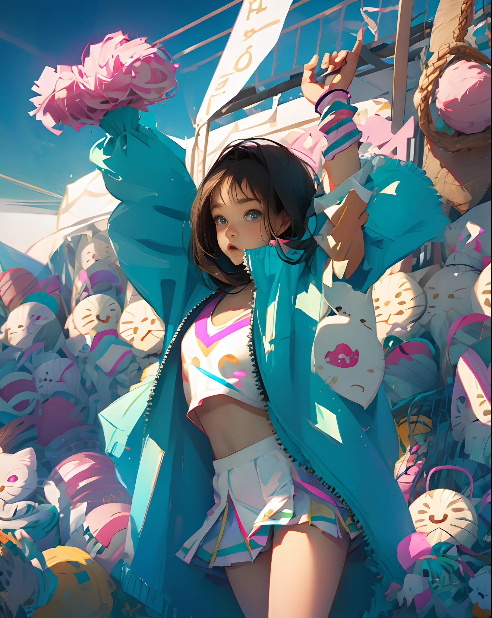 Hello kitty doing cheer