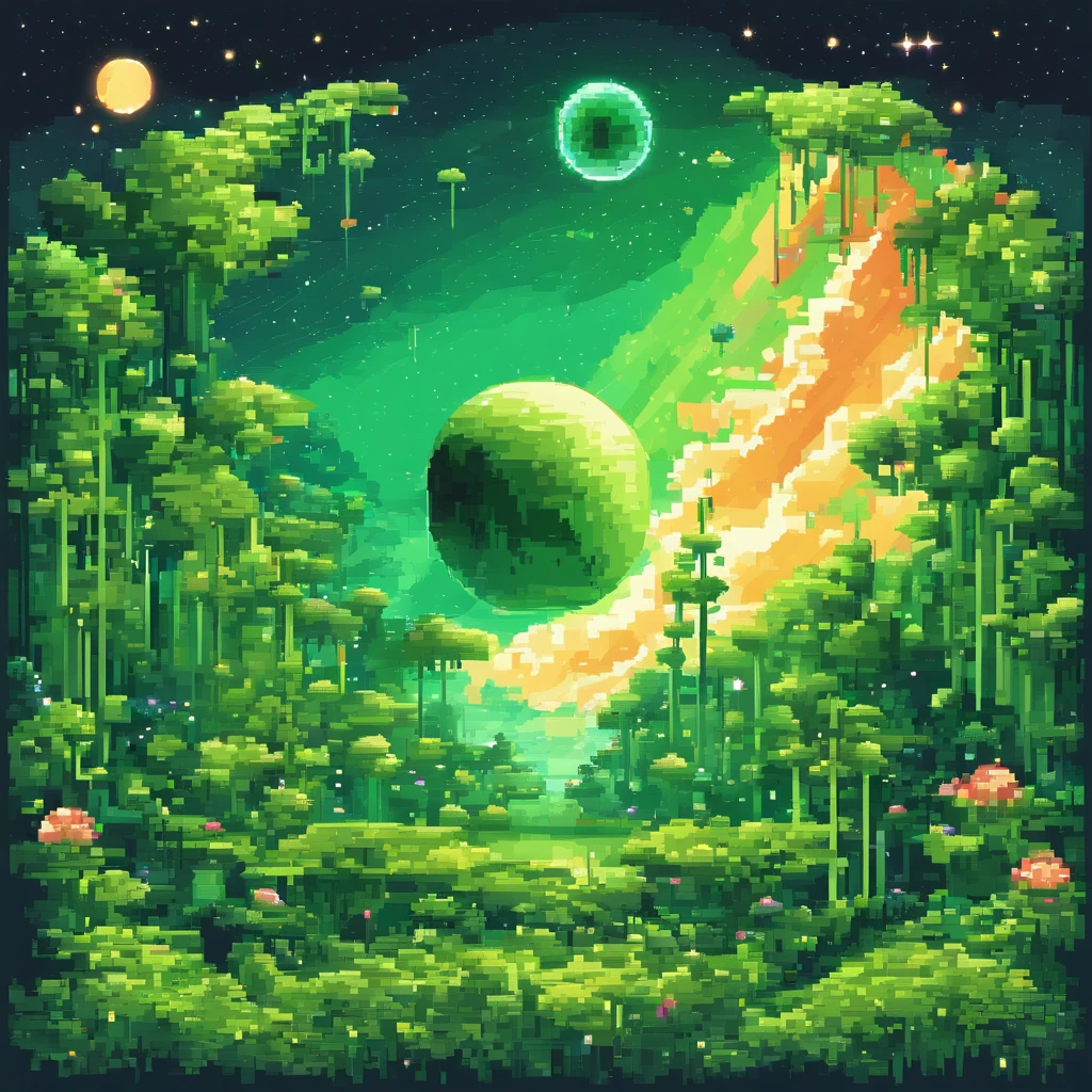 kosmos, As estrelas, There are too many shades of green, Plants are abundant, Nebulae and black holes, 4k high definition |, high high quality.