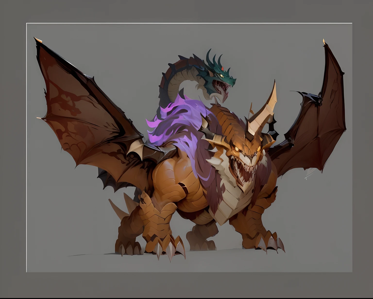 Cartoon picture of a dragon with a sword on its back, monster concept art, finished concept art, Stylized concept art, monster character design, full body dragon concept, What a rough beast, Balrog concept art, Fantasy creature concept art, beastman concept, creature design, Blizzard Hearthstone concept art, painted as a game concept art, monster design, Realistic creature concept