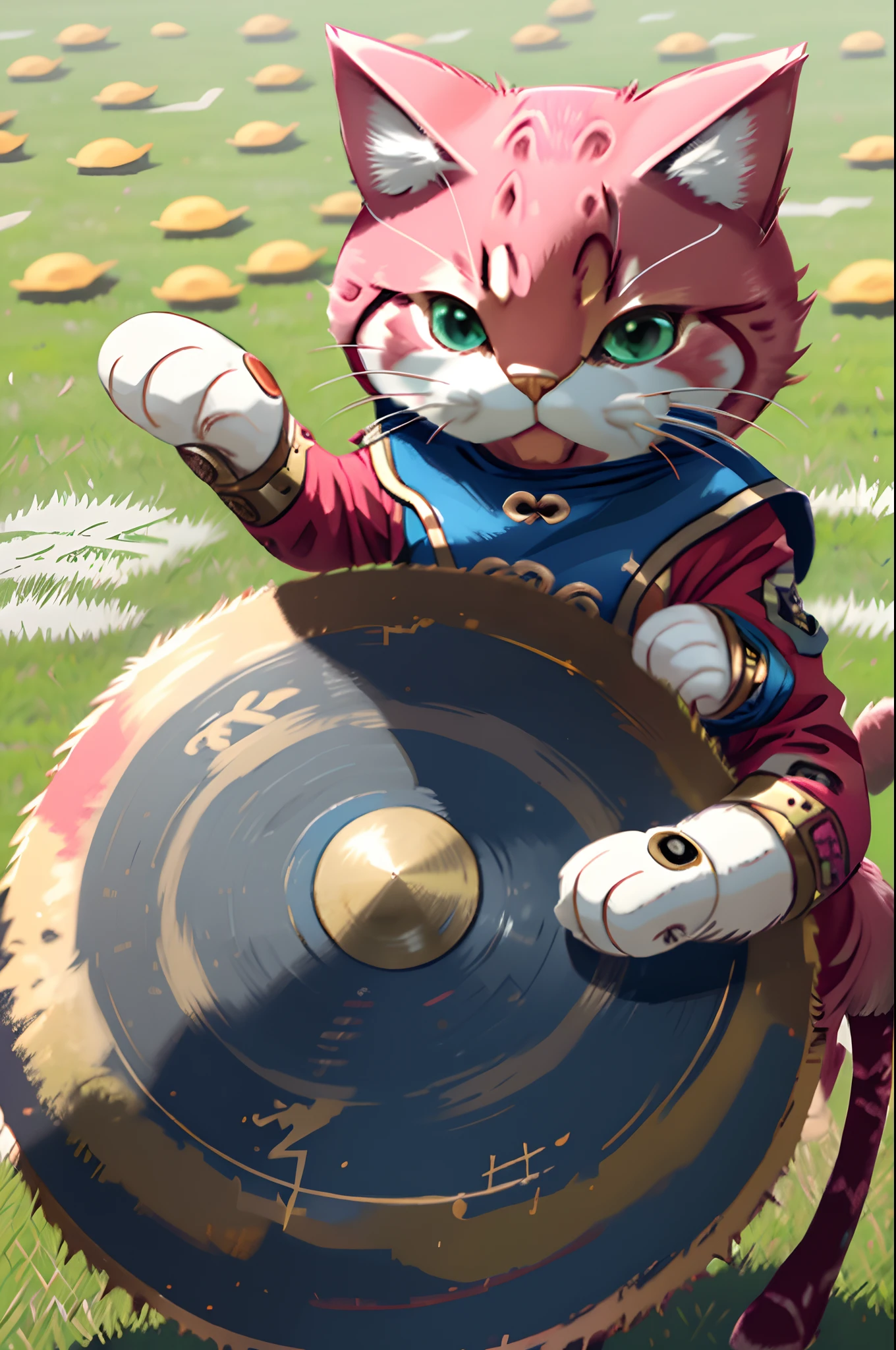 hello kitty playing cymbals in marching band