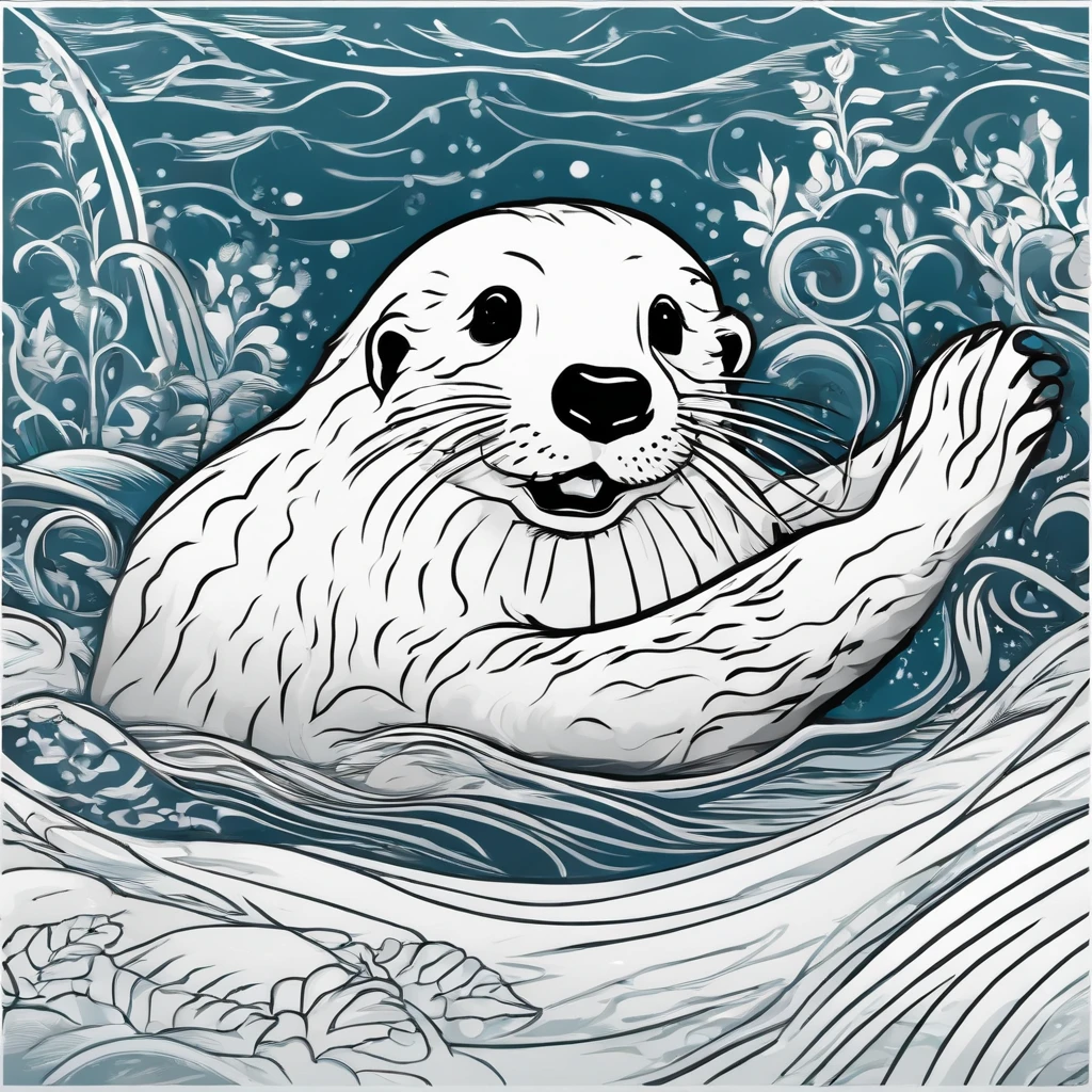 /imagine prompt: sea otter, sticker, excitement, shiny, disney, outline, vector, white background, detailed fantasy