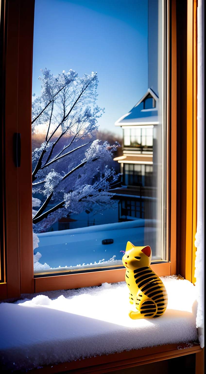 windowsill,Lucky Cat,numinous,Early winter rime