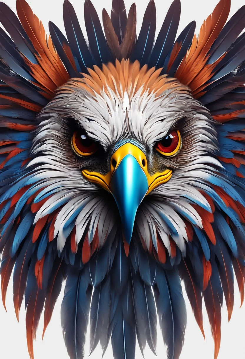 awesome pinstripe eagle head and feather concept , colorful