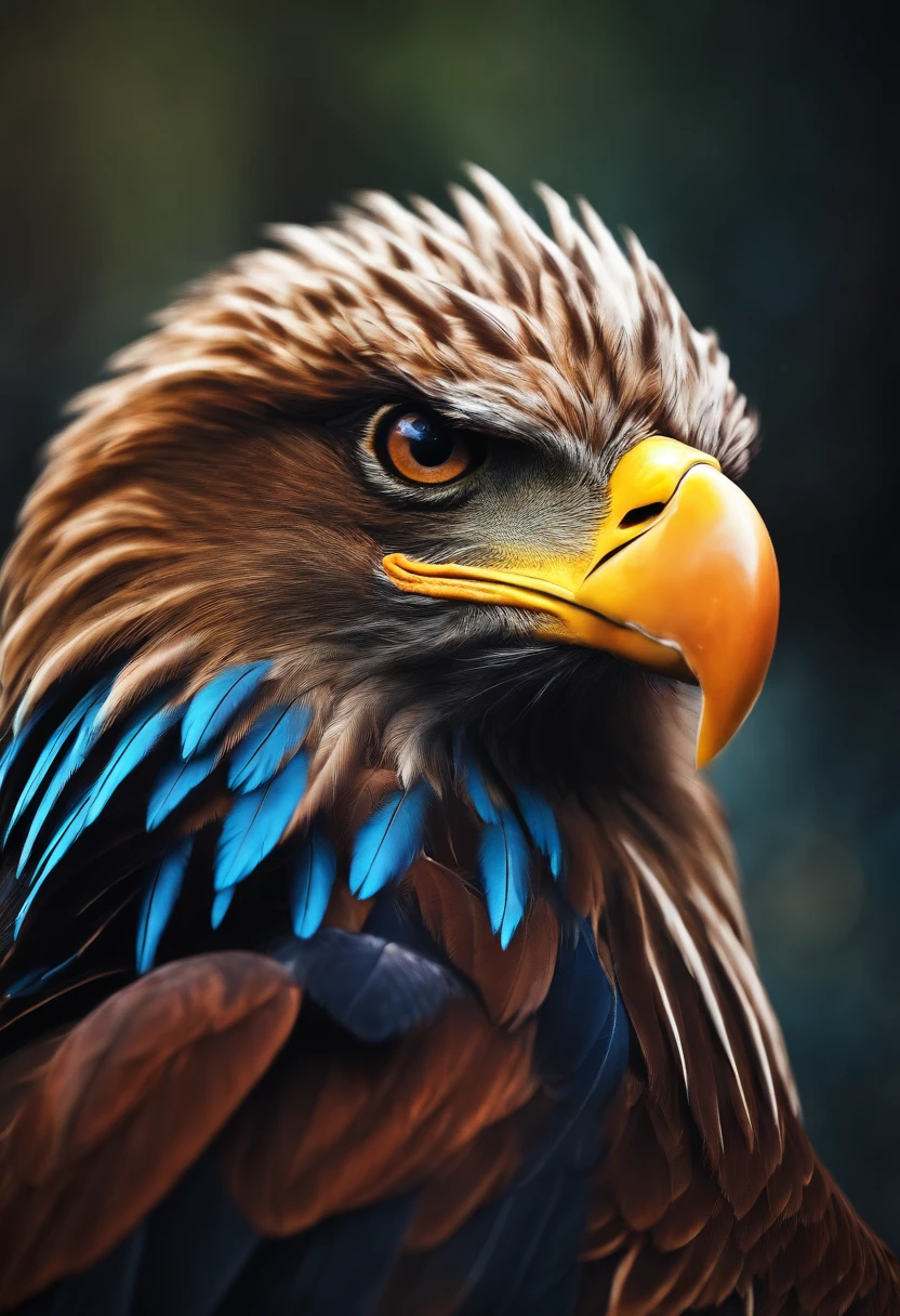 awesome pinstripe eagle head and feather concept , colorful