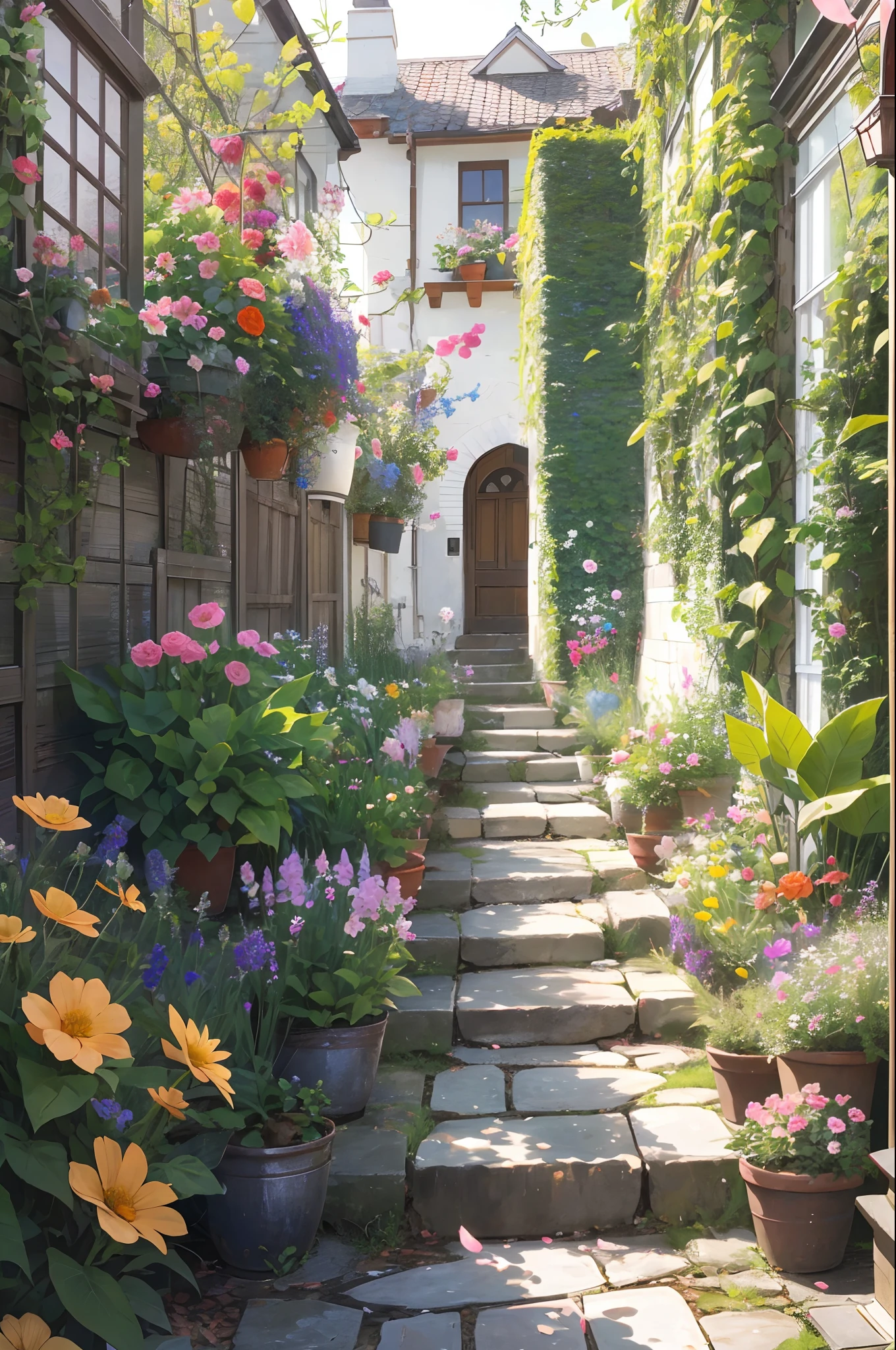 Imagine that you are in a beautiful garden, filled with colorful flowers and fragrant scents. --auto --s2