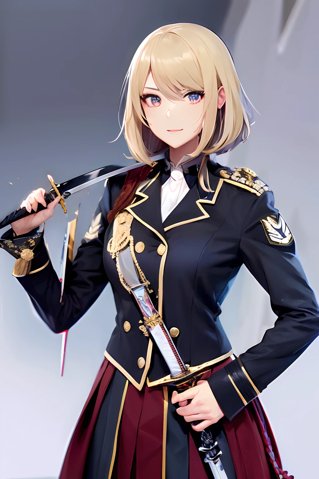 holds a sword
