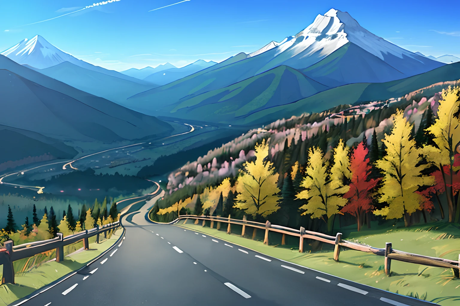 Mountain Trails、Road to the right、scenic:Wagas=1:3