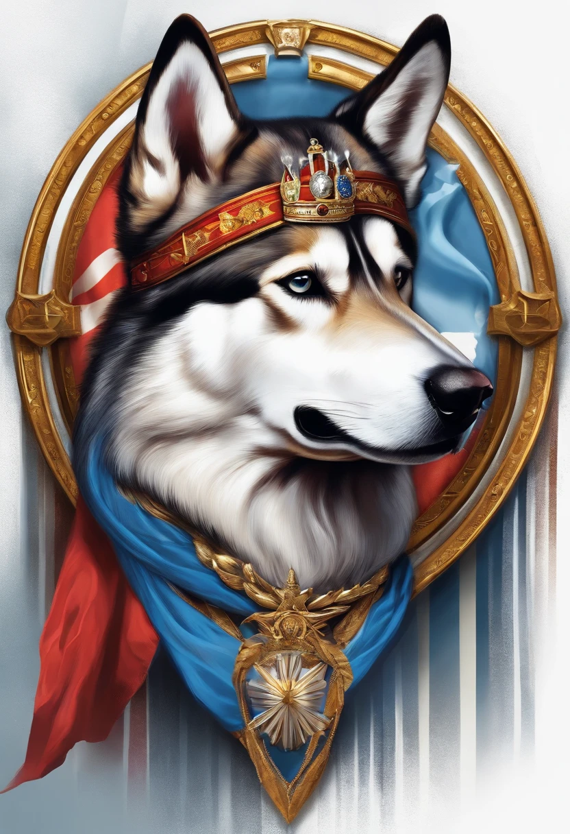 Logo d'un roi sur un Husky avec un drapeau HX6