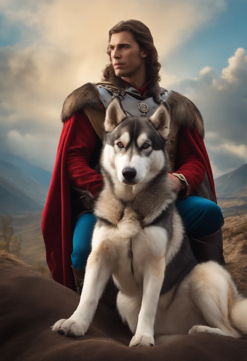 Logo d'un roi chevauchant un Husky avec un drapeau HX6