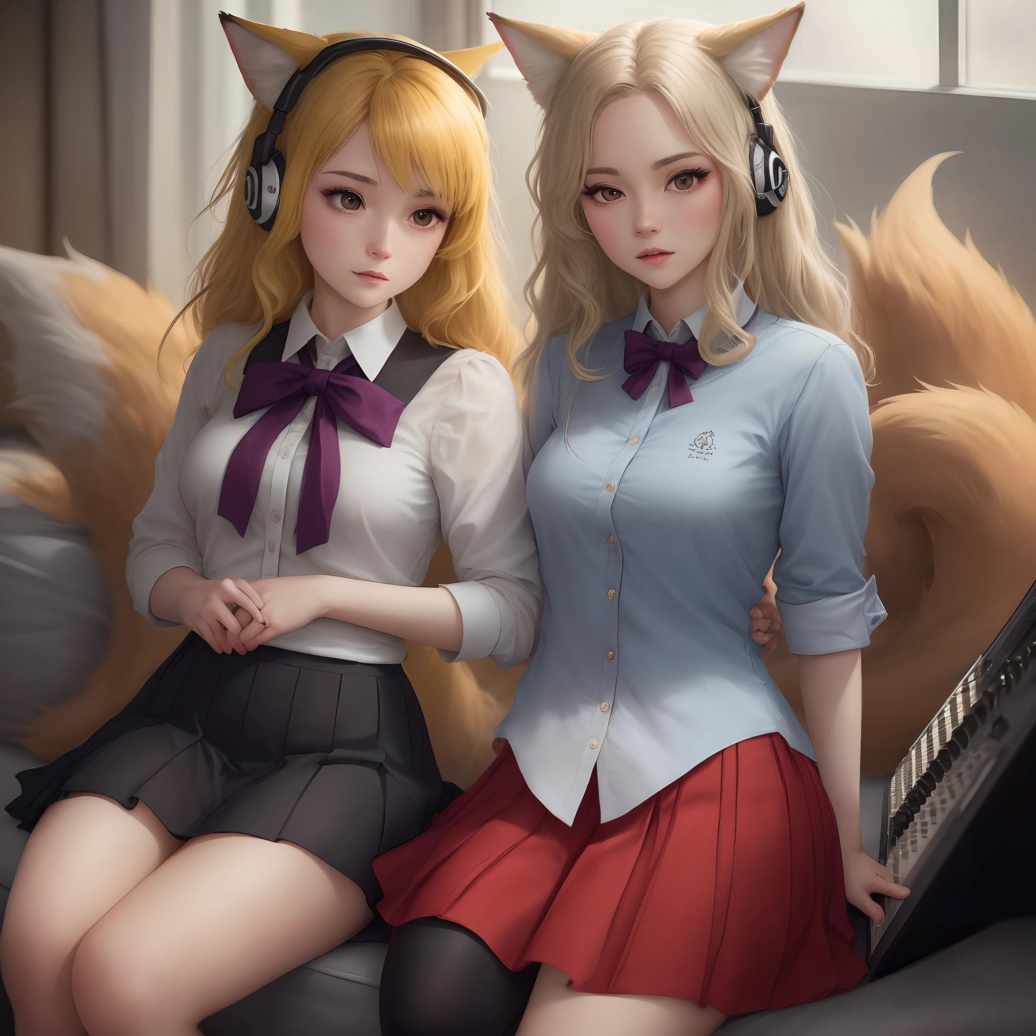 Character name: Miranda Lisoshkuraya
Description:
Miranda Lisoshkuraya - Mysterious Fox Girl, Human-Fox Hybrid. She has brown and yellow hair, that give it a unique look, and deep black eyes, that reflect her inner world. She prefers to wear a school uniform with a skirt, which gives it elegance and femininity.
Miranda has a calm disposition, She often remains unfazed in various situations. However, Sometimes she can lose her temper, Especially when it comes to those things, that she considers important. Her calmness and composure make her mysterious and attractive to those around her.
Although, Miranda may seem indifferent to many things, She has a passion for music, Especially for the year. She finds solace and expression of her emotions through this style of music. Her love of rock allows her to express her strength and individuality.
Miranda Lisoshkuraya - character, that combines serenity and passion. Her love for rock and music allows her to express her emotions and find inner strength. It reminds us of the importance of self-control and balance in life, even when we face difficulties.