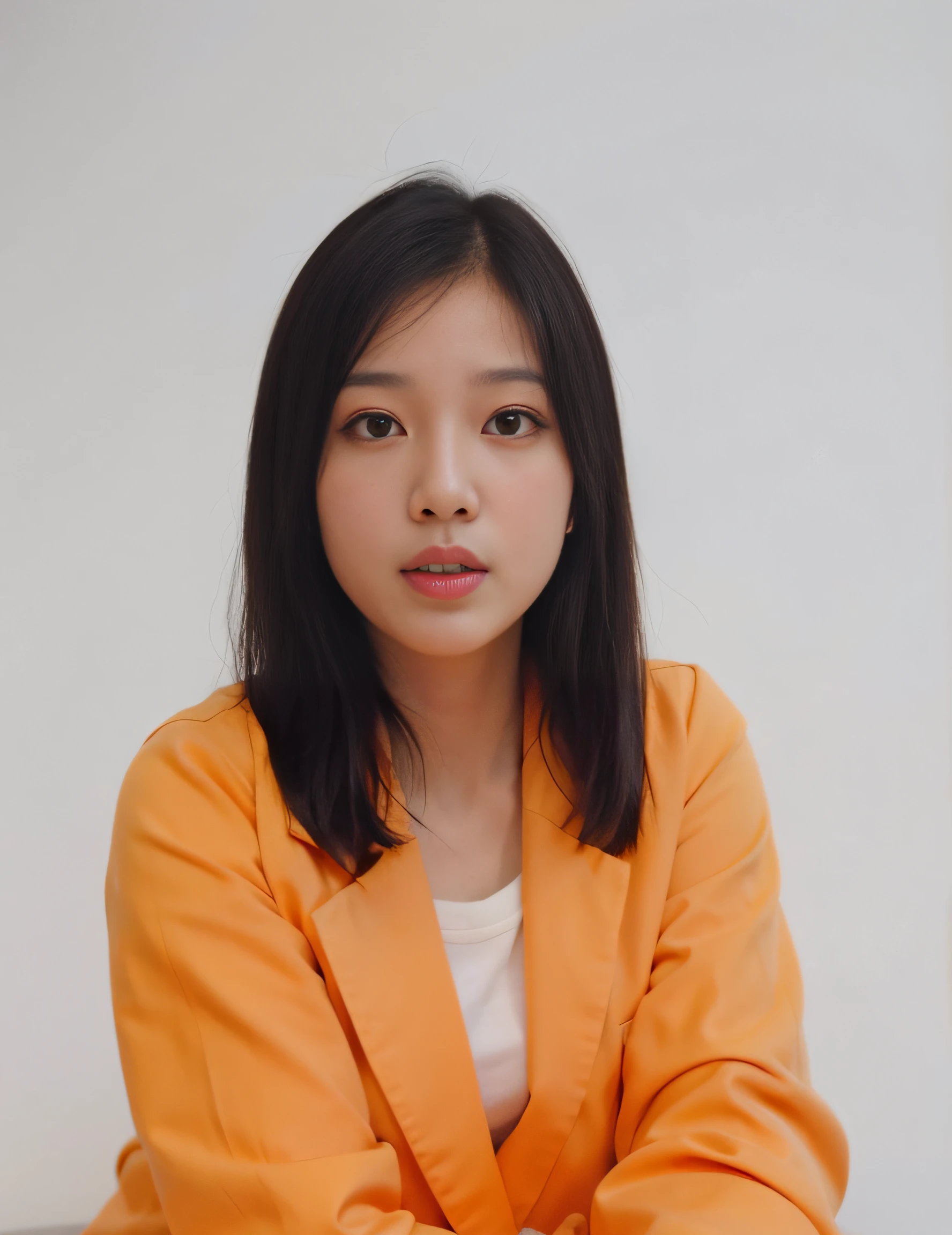 there is a woman in an orange jacket posing for a picture, nivanh chanthara, mai anh tran, profile image, thawan duchanee, professional profile photo, portrait image, professional profile picture, photo of a woman, corporate photo, h. kyoht luterman, joy ang, professional picture, yun ling, xiang duan