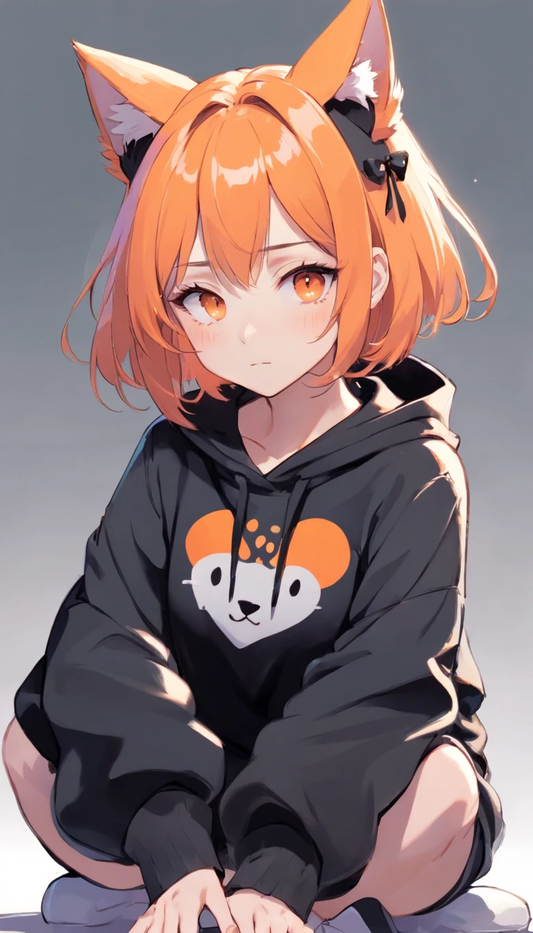 best quality, contemporary, flat style, minimalism, Amber Orange Eyes Flat Illustration, white and orange gradient ombre hair, short hair, multicolored hair, Black Shirt, mechanical wings, Head Portrait Close-U, pointed chest, flat chest, pastel hair colors, 1girl, girl, hand-painted, Colorless, colored line drawing of pastel girl yandere, Tekken, Super cute feminine 19 year old girl with white and orange hair girl with gothic makeup on the side, with dark baggy hoodie outfit, slender figure, sturdy, He sat on the floor, Dressed in dark baggy outfits, very short hair, with cat ears, quadratic element, orange kawaii in 1910 era outfit, fall color scheme, semi-monochromatic artstyle, in the style of the palette soft colors aurorapunk, an anime illustration of his face, animated gifs, hand drawn animation, charming sketches, soft and bright, hazy romanticism, Superflat Style, white background - ar 1:1 - niji 5 - expressive style --s 50, hot mature girl, clothes, in the style of soft aurorapunk color palette, an anime illustration of his face, animated gifs, hand drawn animation, charming sketches, soft and bright, hazy romanticism, Style Superflat, White Background - Air 1:1 - Niji 5 - Expressive Style --s 50, Absurd, High, Ultra Detailed, Break, Create an image with beautiful calligraphy, with expressive lettering, elegant flourishes and a sense of skill and ability, Lesser Dragon, Hands on arms