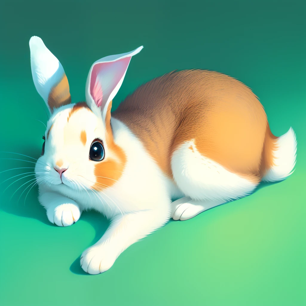 Very, very, very long and drooping rabbit。An illustration of a slightly cartoon-like image lying down