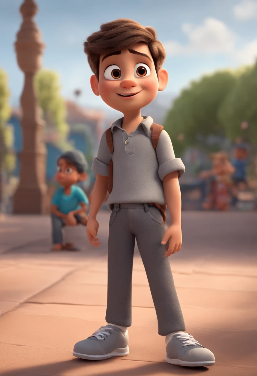 (best quality,4k,8k,highres,masterpiece:1.2),ultra-detailed,(realistic,photorealistic,photo-realistic:1.37),a young boy in a Pixar-inspired illustration,allabester the little boy with big dreams,he stands confidently as the leader of his class,his vibrant personality shines through his playful expression,sparkling eyes,and joyful smile,he is always the center of attention,everyone is amazed by his extroverted nature,he is constantly making others laugh with his mischievousness,he fearlessly stands up for what he believes in,never backing down from any challenges,his courage and determination are evident in his strong posture and upright stance,the vibrant colors of the illustration bring his character to life,his animated appearance resembles the iconic style of Pixar animations,with smooth lines and expert shading,creating a three-dimensional effect,his outfit reflects his energetic personality,a colorful t-shirt and jeans that match his cheerful spirit,the background showcases a vibrant classroom setting,the atmosphere is filled with excitement and curiosity,encouraging viewers to immerse themselves in the story of this young boy,emitting a warm and positive ambiance,highlighting the bright colors and lively atmosphere of the scene,the lighting in the illustration is soft and gentle,creating a warm and inviting mood,adding depth and dimension to the overall composition,transporting the viewers into the magical world of this Pixar-inspired story.
