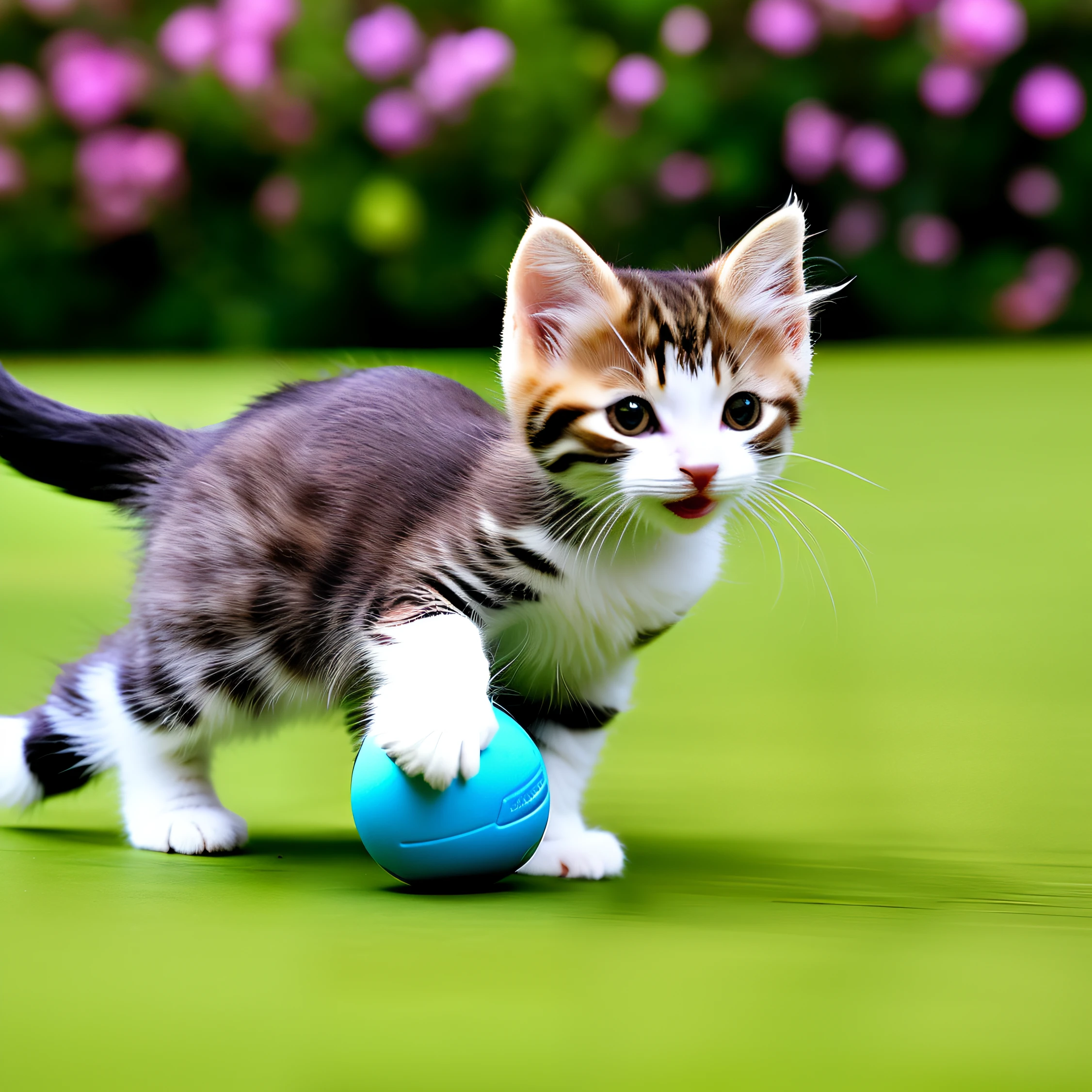 A kitten　Catch the ball　jumpping