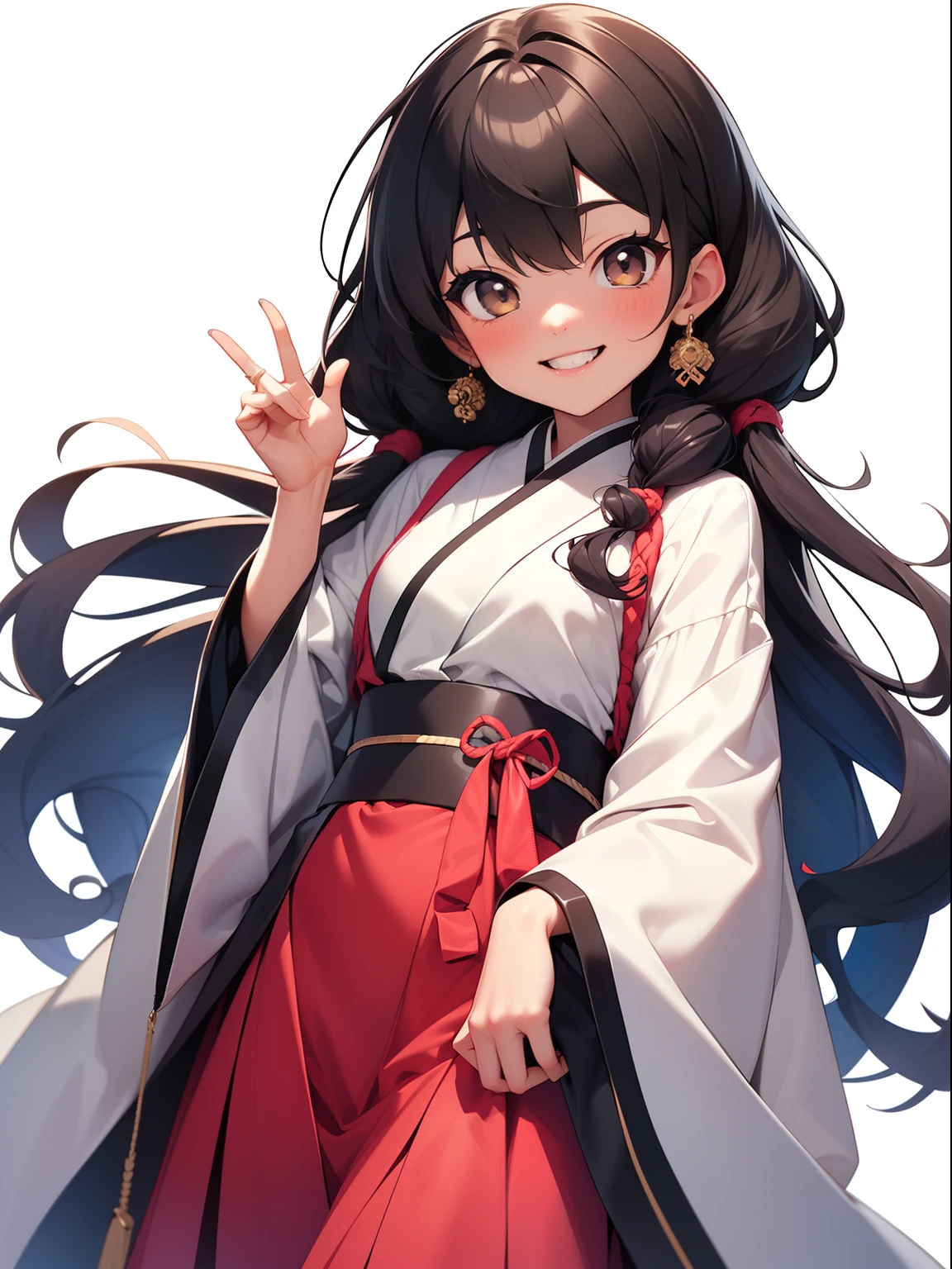 Chibilori Musume、Large long shirt、Long sleeves and length、Banzai、Sleeves sagging down、Smile happily、Cute smiling girl daughter