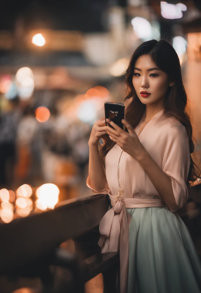 japanes　in her 20s　femele　Holding a smartphone　Longhaire　soio