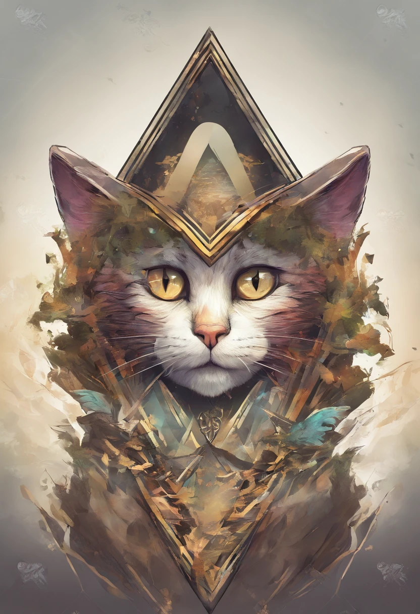 Fantasy head clean cat Triangle No background Cut only the header
