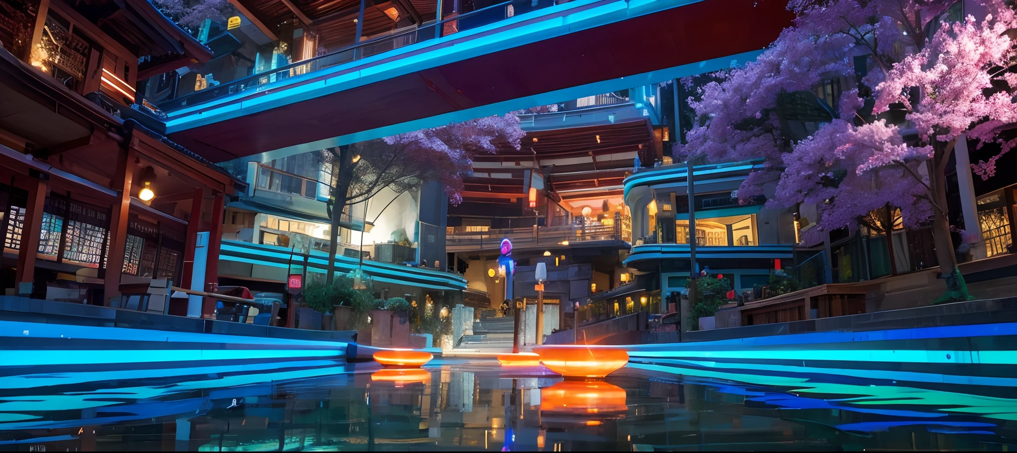 Cyberantiquity,The lighting effect is matched with the Datang architecture