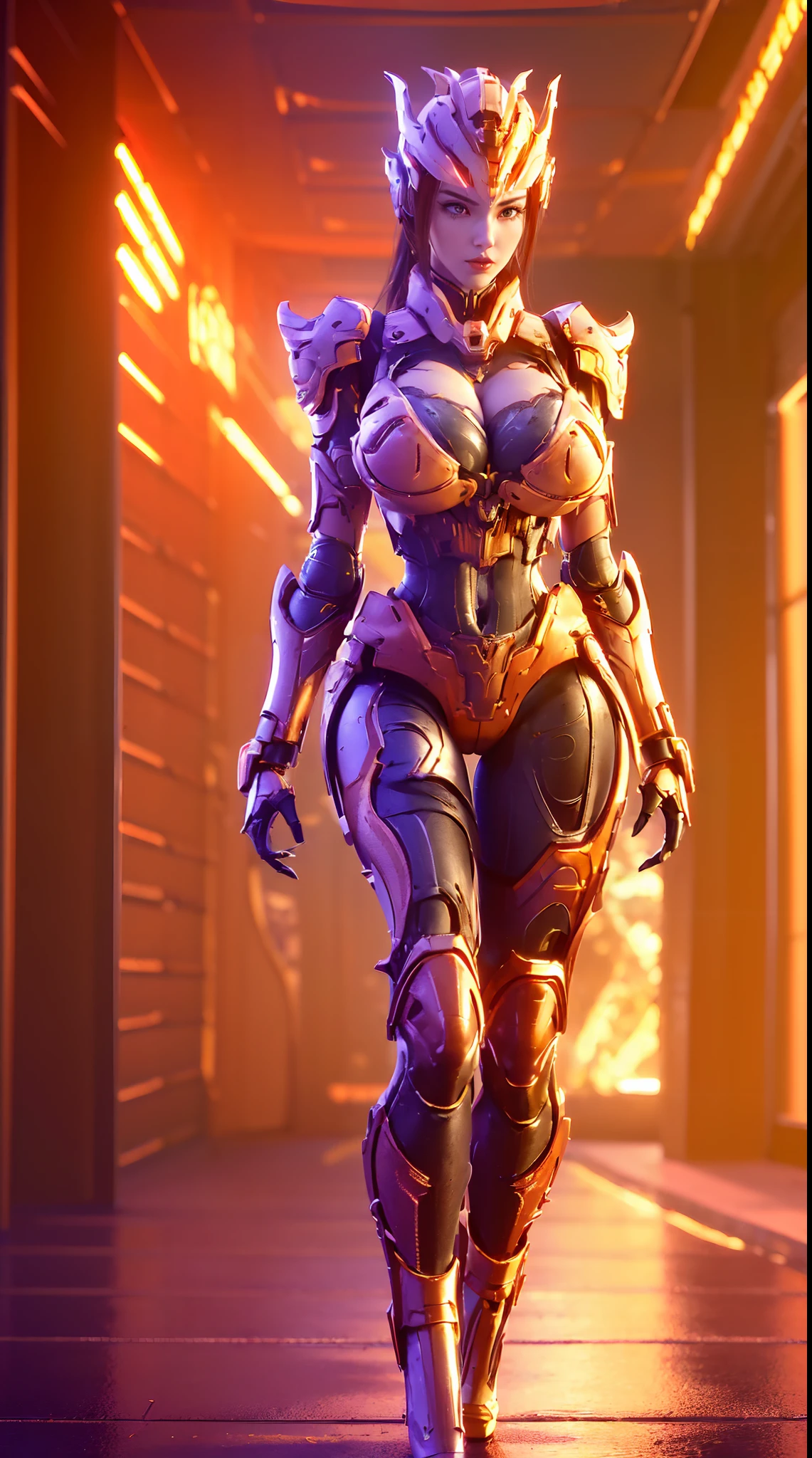 A WOMAN, BEAUTIFULL FACE, (RED EYES PUPIL:1), (SEXY RED LIBS:1), (BLONDE HAIR:1), (BEAUTY MAKEUP:1), (SHINY BODYSKIN:1.2), (HUGE BOOBS), (FULL BODY:1.3), (WHITE SKINTIGHT MECHA ARMOR:1.1), (CLEAVAGE:1.3), TRANSPARANT, TALL LEGS, STANDING, SEXY BODY, (MUSCLE ABS:1.3).