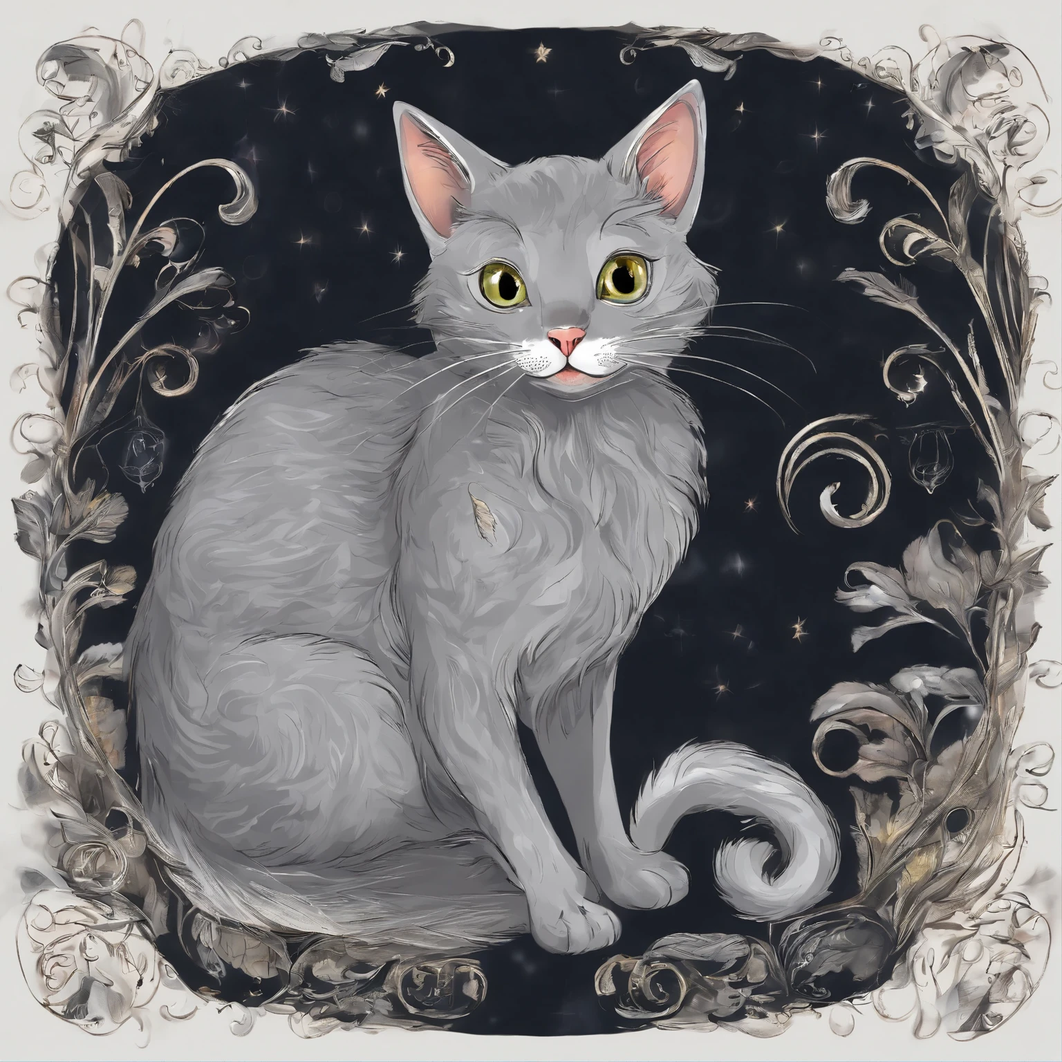 A grey cat sticks out its tongue