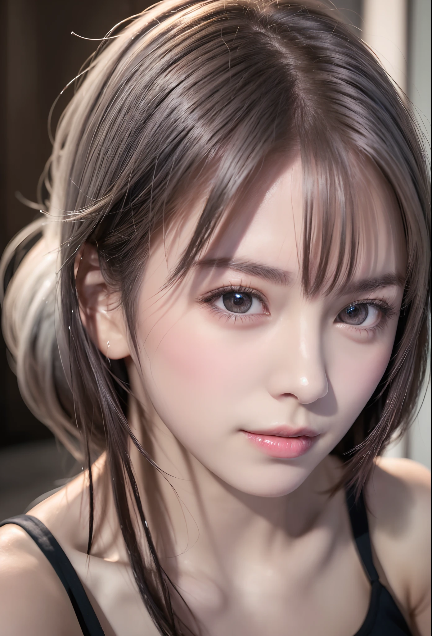 (8K, Photorealistic, Raw photo, of the highest quality: 1.3), (1girl in), Super beautiful, (Realistic face), (boyish, Silver Color Berry Shorthair), Beautiful , Glare that captivates the viewer, Beautiful expression, Beautiful breasts, (Realistic skin), Beautiful...