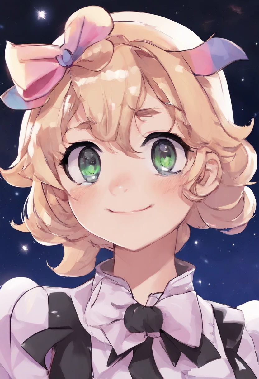 Filha, Suco de besouro, anime, Manga style, Alex Brightman estrelando como Beetlejuice,1st grade, aurora, barba, black bow, gravata borboleta preta, arco, bowtie, facial hair, formal, olhos verdes, cabelos verdes, Foco masculino, mustache, Noite, night sky, Realistic, Estrela cadente, heaven, sozinho, space, brilho, estrela (heaven), Starry sky, naipe, smoking, WLOP, Guweiz, Filha