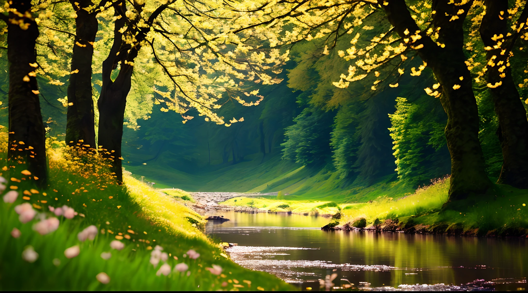 an extremely detailed photo of Czech nature scenery, surreal, spring time, detailed, intricate, elegant, lithe, highly detailed, digital painting, artstation, concept art, smooth, sharp focus, illustration