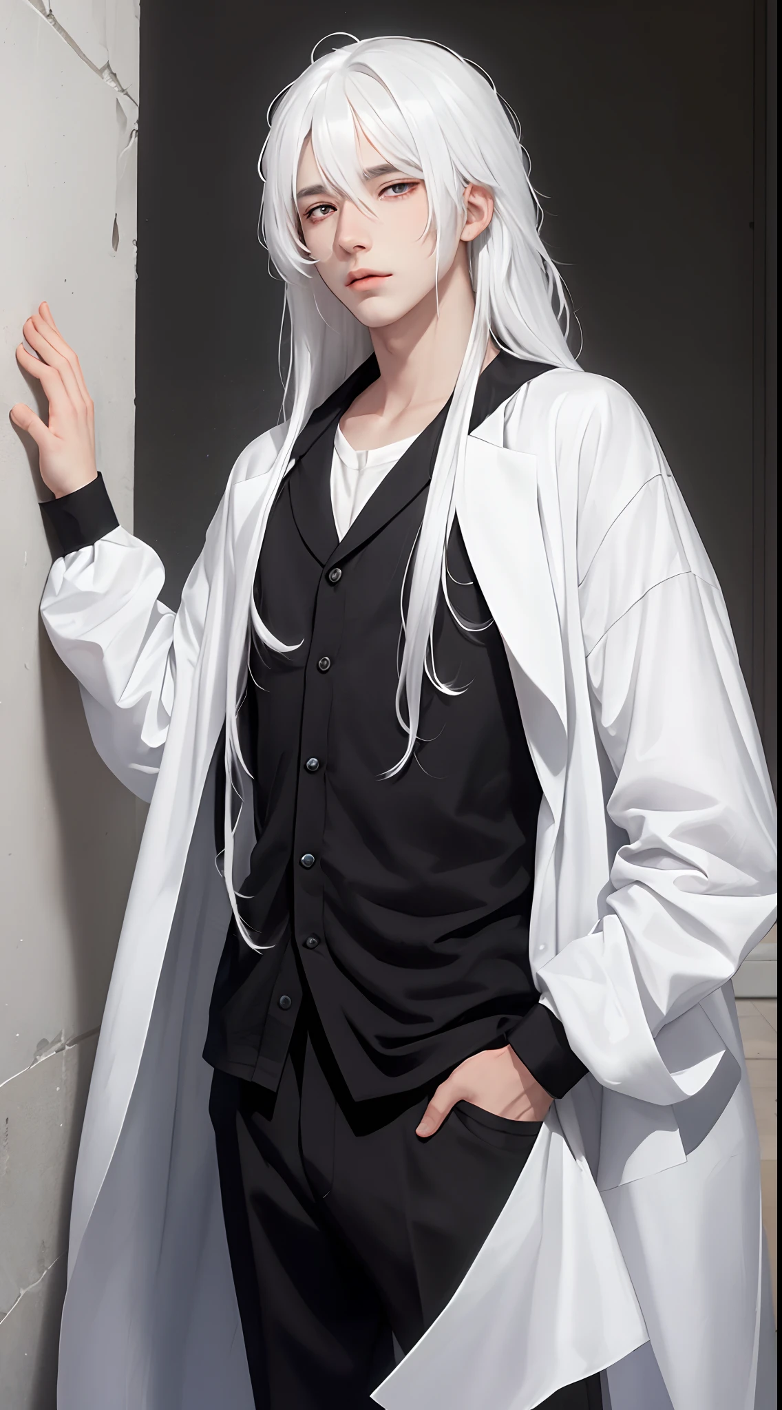 White Hair, White Paper, Boy, Girl, Man, White Eyes, White Eyes, Long Hair, Medium Hair, Fragile, Anime