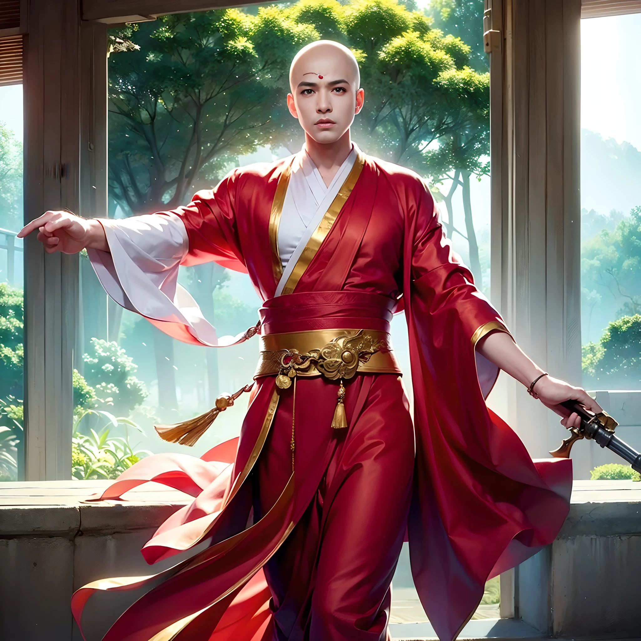 ((巨作)), HD clarity, Avatar, ((((figure: 1人, White Sleeve, bald-headed, Robe)))),(((1 juvenile,bald-headed,buddhist monk,full bodyesbian,tear-mole:))),Cool sensation,Natural,peacful,naive。Optimal quality,tmasterpiece:1.4),超高分辨率,realisticlying,Front lighting,Complicated details,Exquisitedetailsandtextures,独奏,(Young age),Facial highlights,Detal Face,tear-mole,looking at viewert,largeeyes,(Openwork pattern,white colors,Silk),耳Nipple Ring,slimfigure,Deluxe Room,profesional lighting,フォトンマッピング,ラジオシティ,physically-based renderingt,