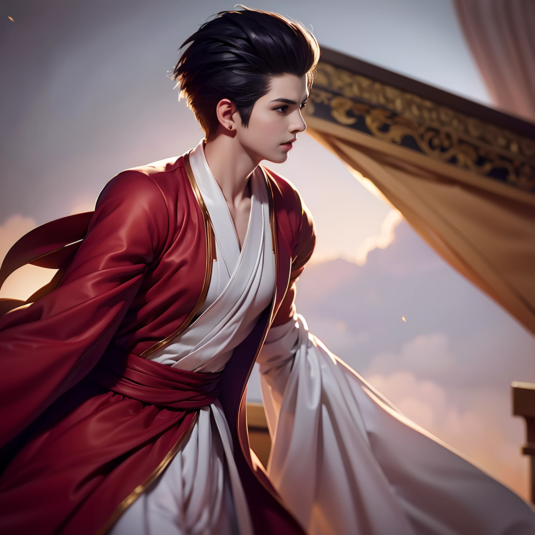 1male people,((巨作)), HD clarity, Avatar, ((((figure: 1人, White Sleeve, bald-headed, Robe)))),(((1 juvenile,bald-headed,buddhist monk,full bodyesbian,tear-mole:))),Cool sensation,Natural,Strong dynamics,Fighting posture,naive。Optimal quality,tmasterpiece:1.4),超高分辨率,realisticlying,Front lighting,Complicated details,Exquisitedetailsandtextures,独奏,(Young age),Facial highlights,Detal Face,tear-mole,looking at viewert,largeeyes,(Openwork pattern,white colors,Silk),耳Nipple Ring,slimfigure,Deluxe Room,profesional lighting,フォトンマッピング,ラジオシティ,physically-based renderingt,