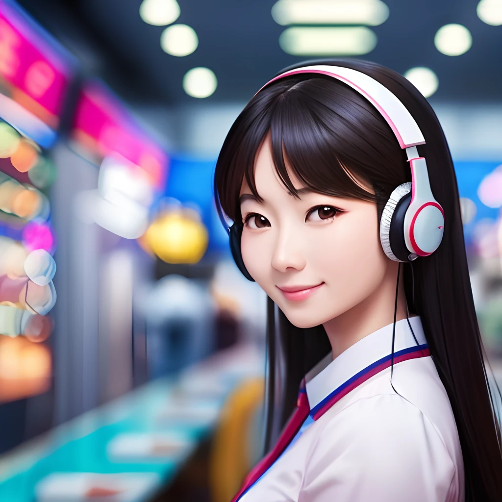 A Chinese woman wearing a headset, customer service image, professional customer service, realistic style, real people, Chinese, network customer service --auto --s2