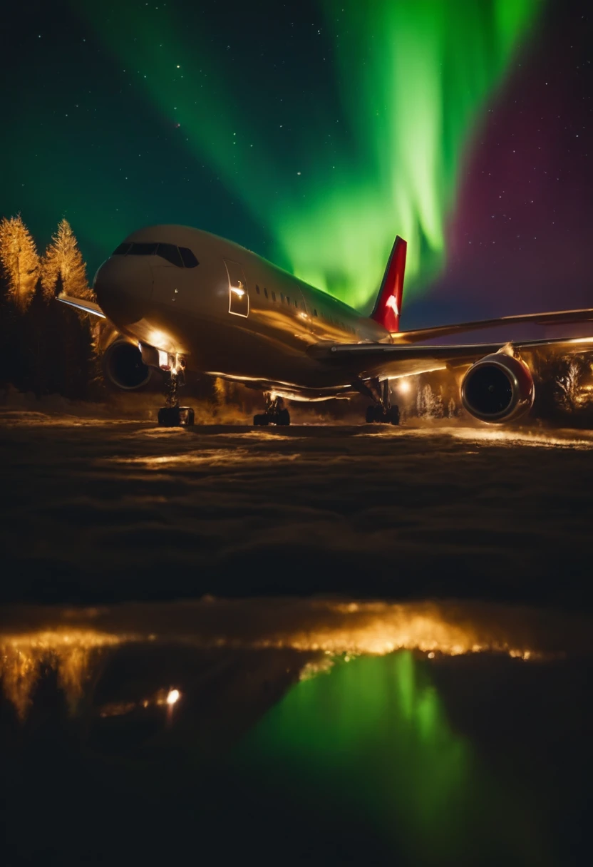 Jumbo jets flying under the Northern Lights、Magnificent Northern Lights、Shining Northern Lights、Aurora Borealis in 7 colors、Iridescent Northern Lights、Curtains of the Northern Lights、Jumbo Jet 777 is flying