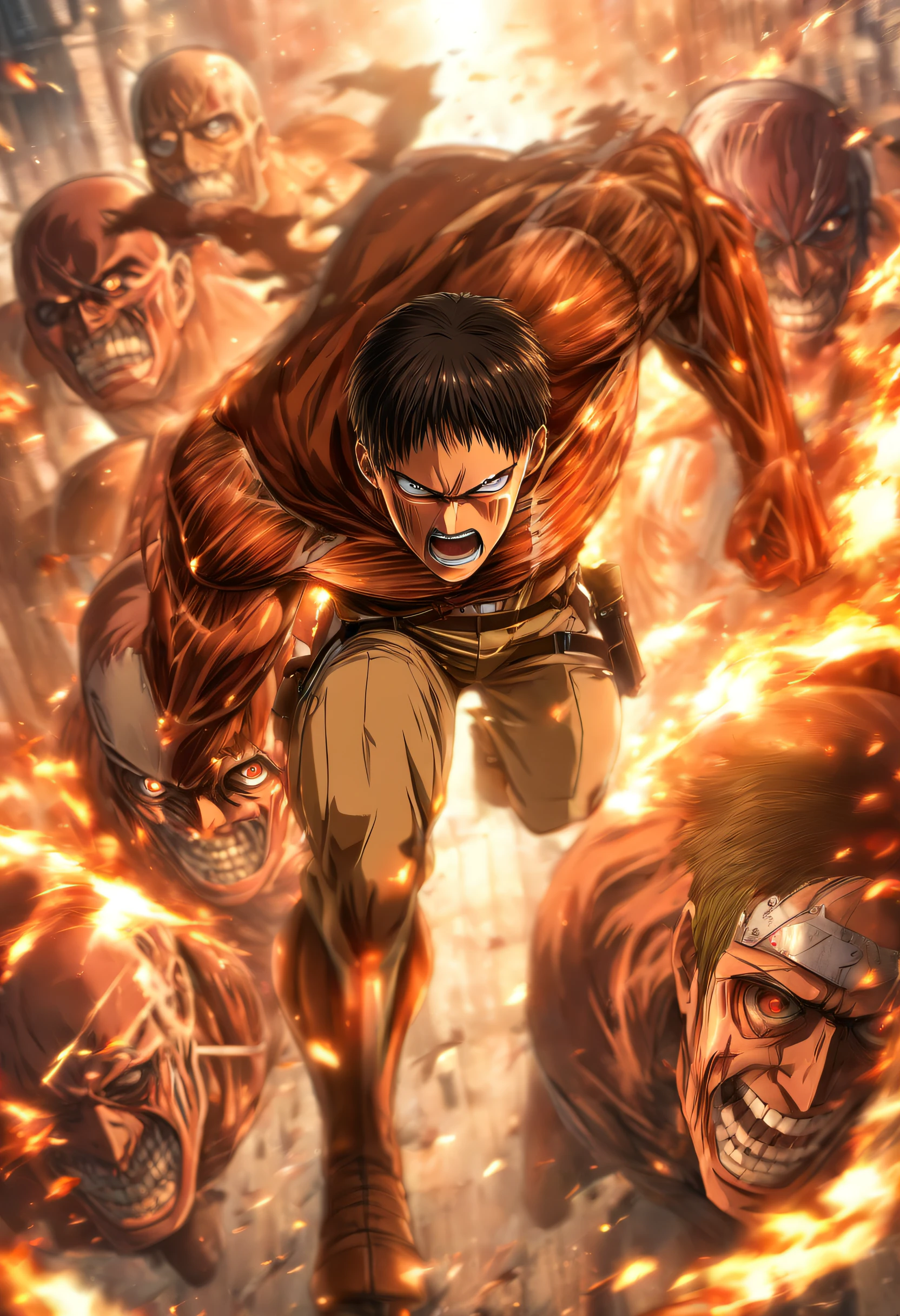 top-quality、masutepiece、Photorealsitic、A hyper-realistic、Hajime Isayama's Attack on Titan、Giants are human beings