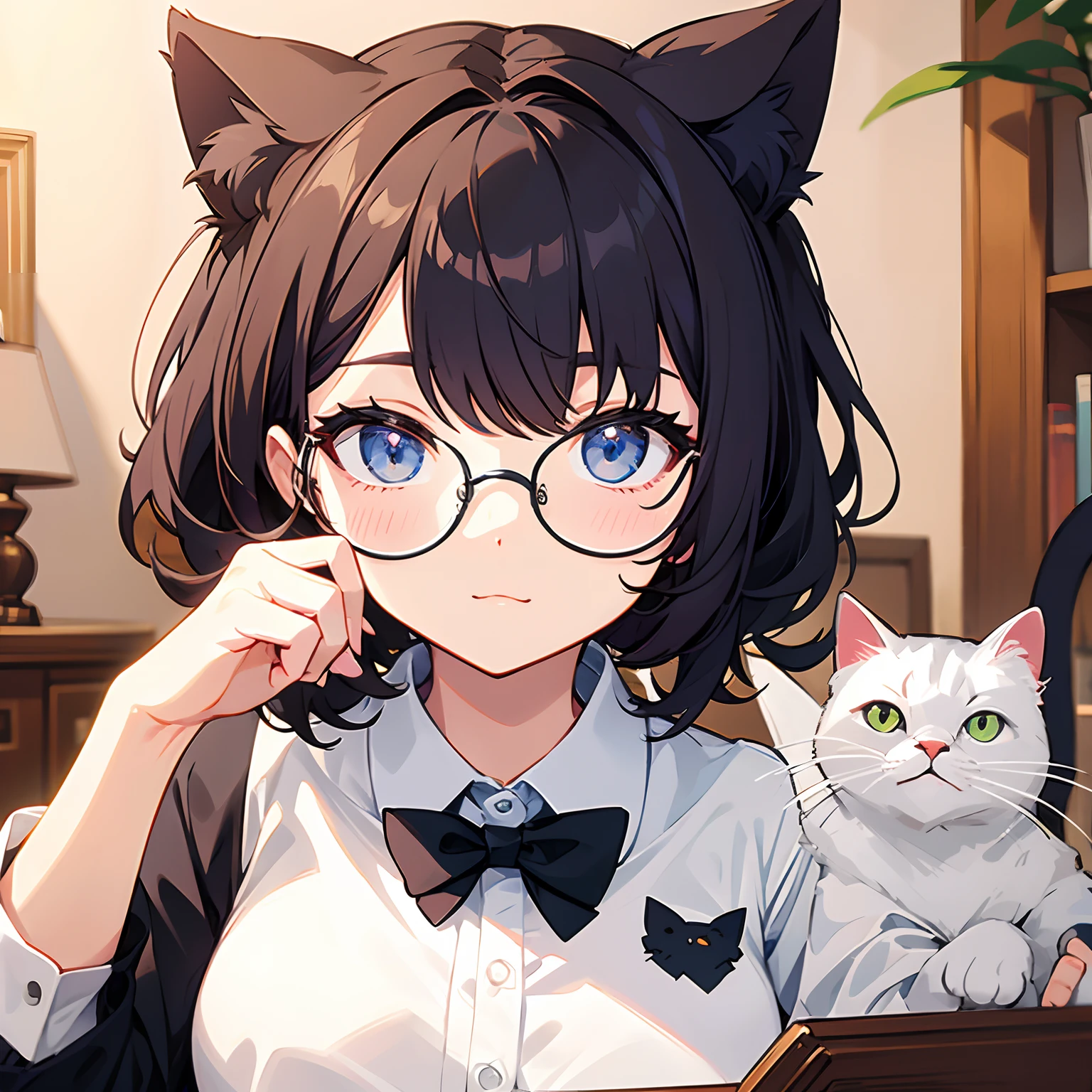 Glasses cat, masterpiece, best quality, super detail