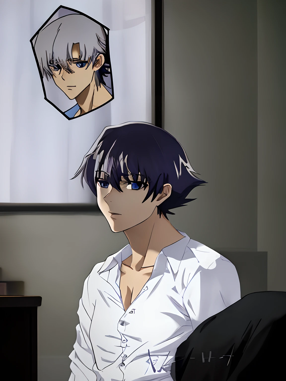 Manhwa Style，Silvery hair，blue color eyes，At night，Handsome white-skinned European