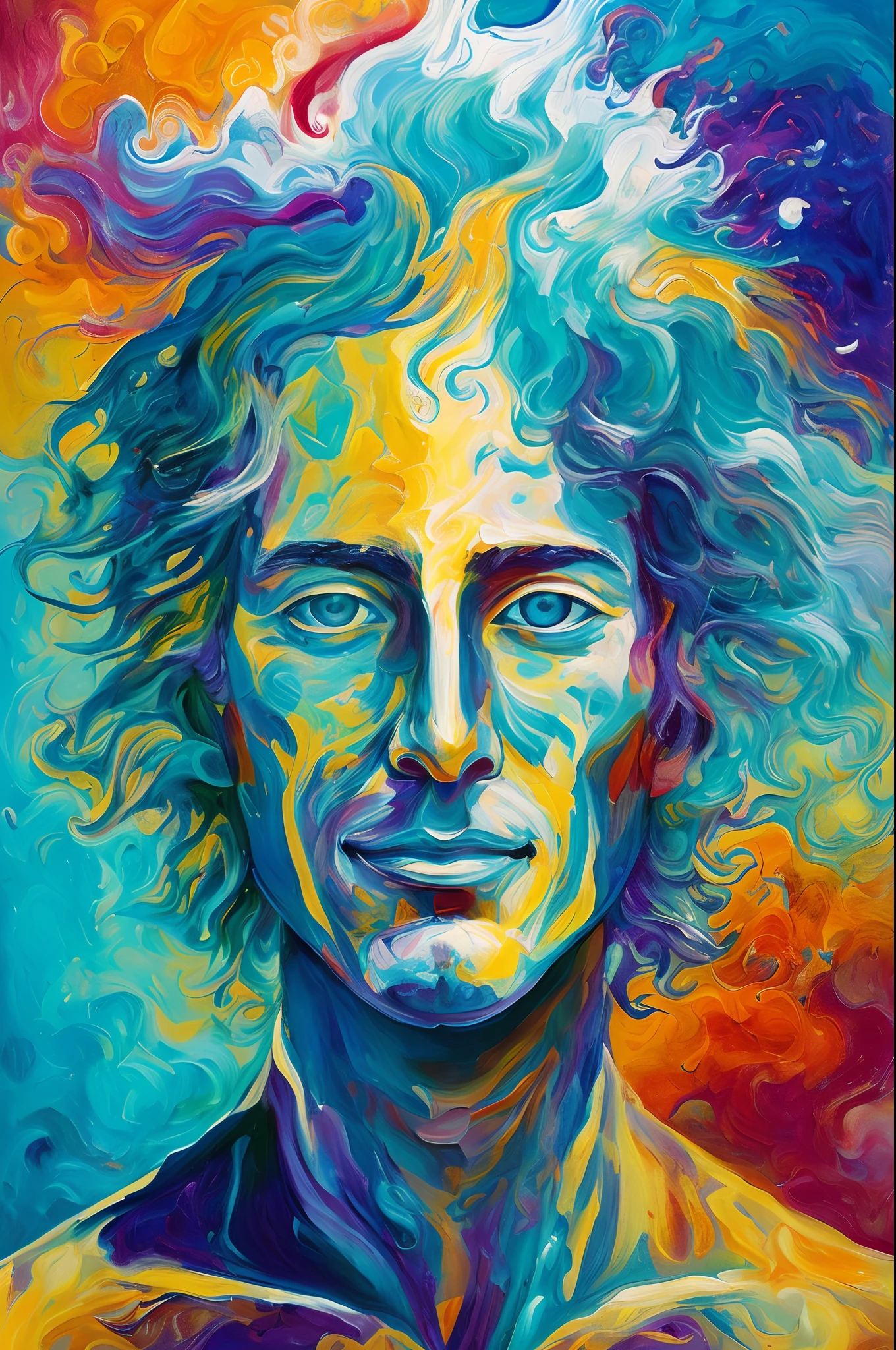 a painting of a man with a sun face and a wave, waves of energy, clouds and wings and waves, lsd waves, by David Brewster, dmt waves, inspired by Max Pechstein, artwork ”, painting of splashing water, artwork”, psychedelic waves, tsunami, by Meredith Dillman, torment and waves, sublime, by David G. Sorensen