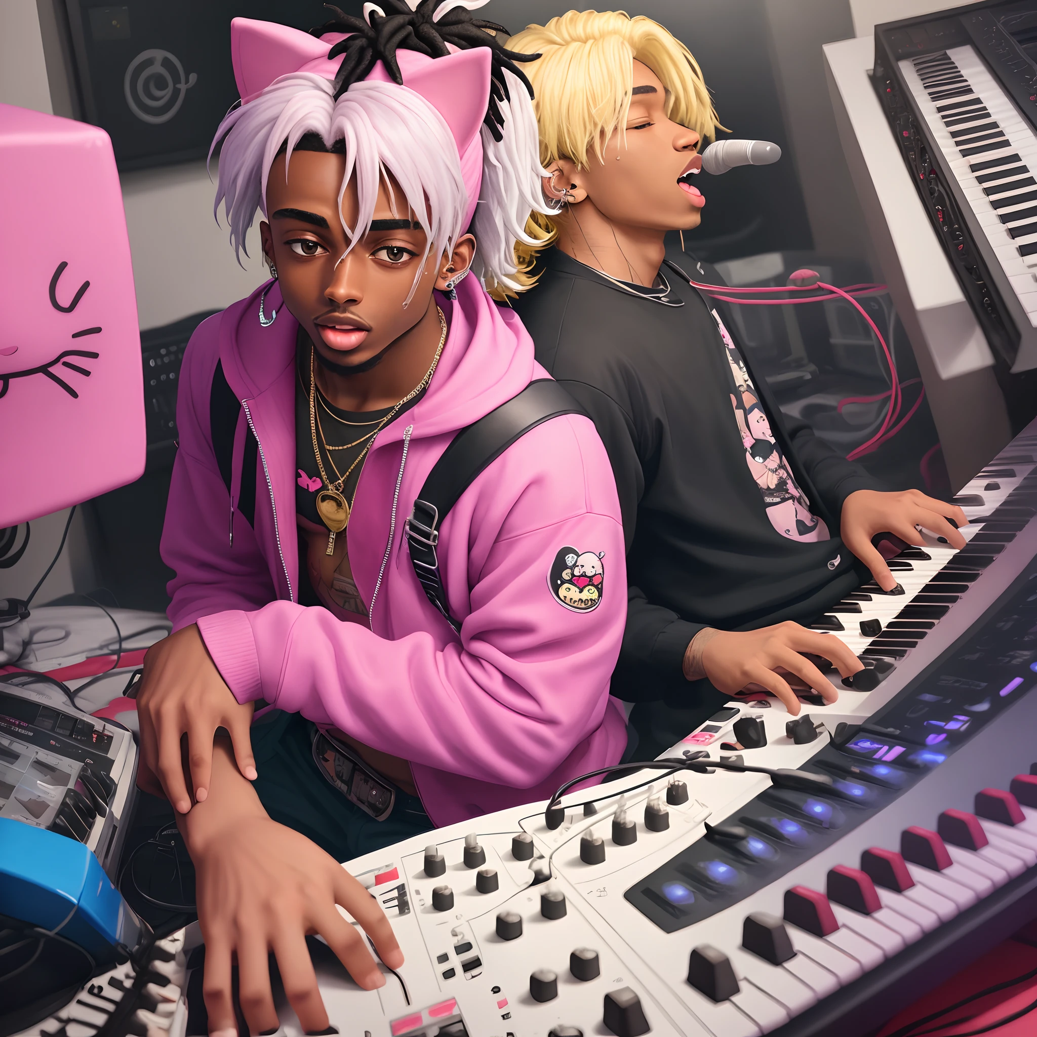 Playboi carti making music with hello kitty