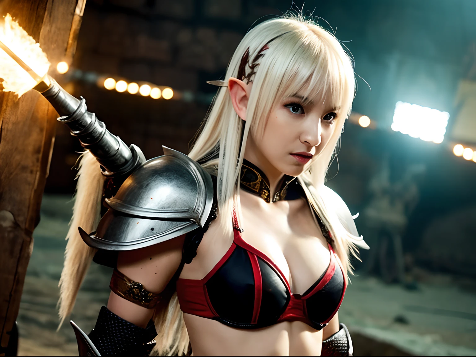 female elf warrior wearing bikini armor