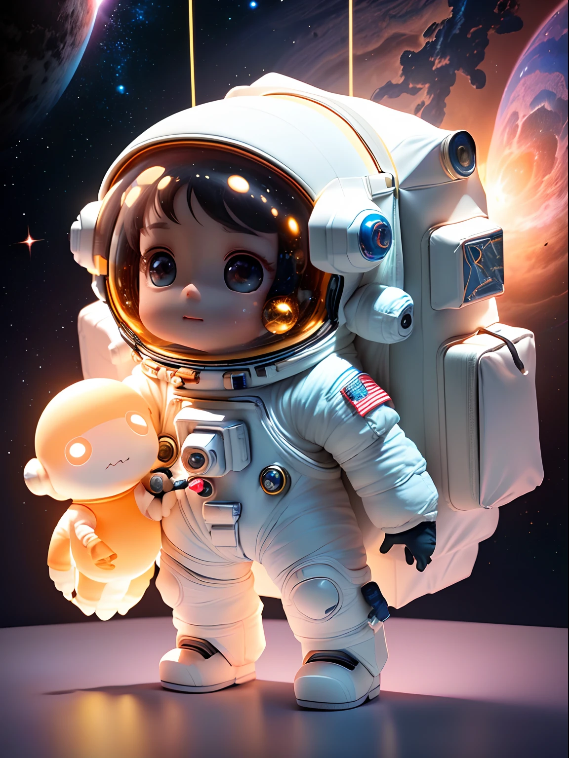 There is a little doll with helmet and helmet, cute 3d rendering, little astronaut looking up, portrait anime space cadet boy, cute 3d anime boy rendering, cute detailed digital art, male explorer mini cute boy, 3d rendering stylized, 3d rendered character art 8k, cute digital painting, anime style 3d, super detailed rendering --auto --s2