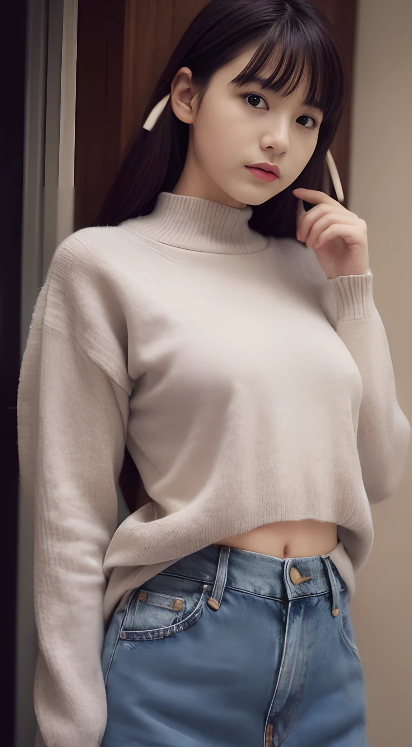 SeaArt Bot Upscaling Default 2023/09/29 12:38:39 (realisitic、Photorealsitic:1.3)、( delicate beautiful girl:1.4)、(fullnude:1.5)、(Show me your breasts:1.8)、(Beautiful nipple:1.3 )、de pele branca、Slim West、(Hard sex:1.4)、(small tits)、denim、jeans、JINS、tight sweater、Sweaters、Black sweater